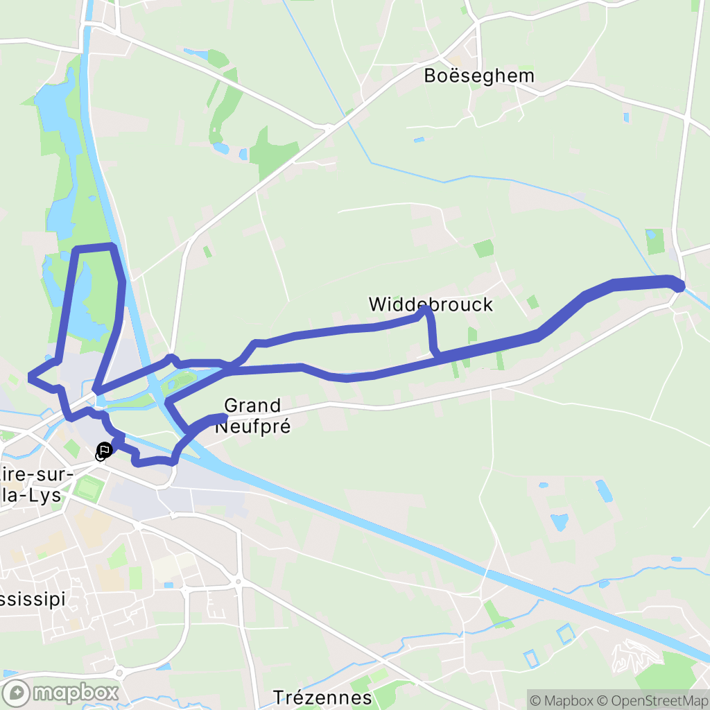 Aire-sur-la-Lys : carte du parcours de randonnée - France