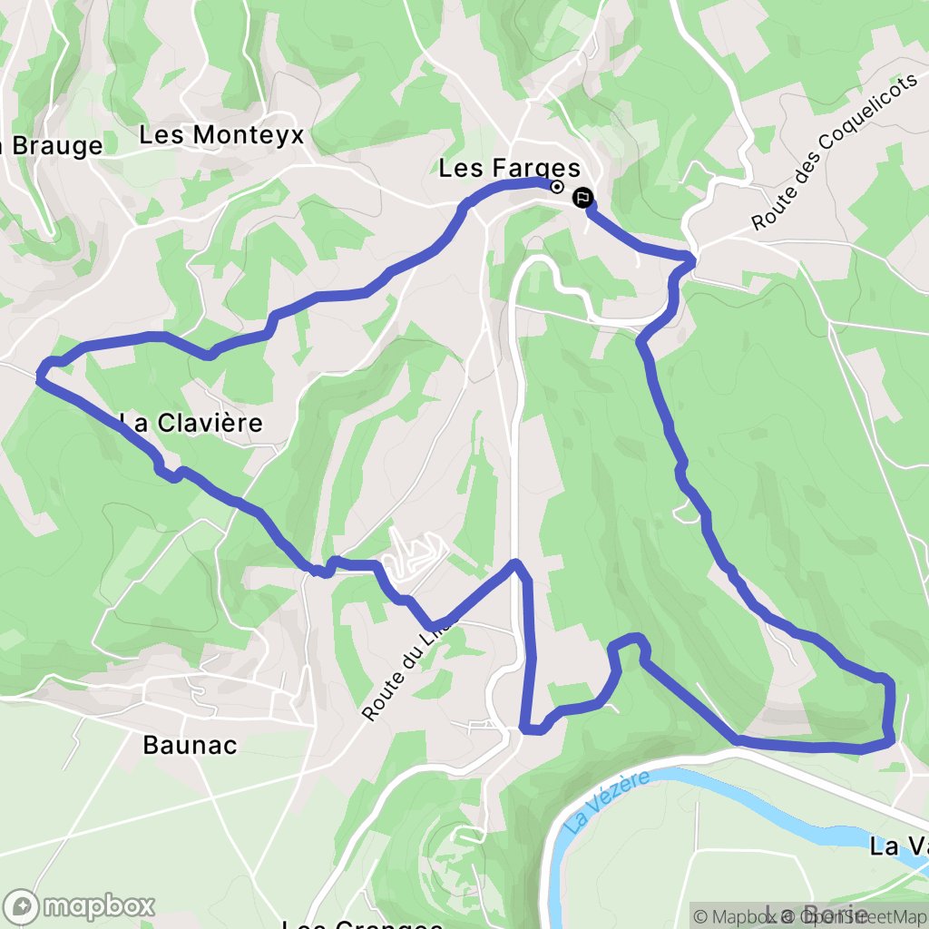 Les Farges : carte du parcours de randonnée - France