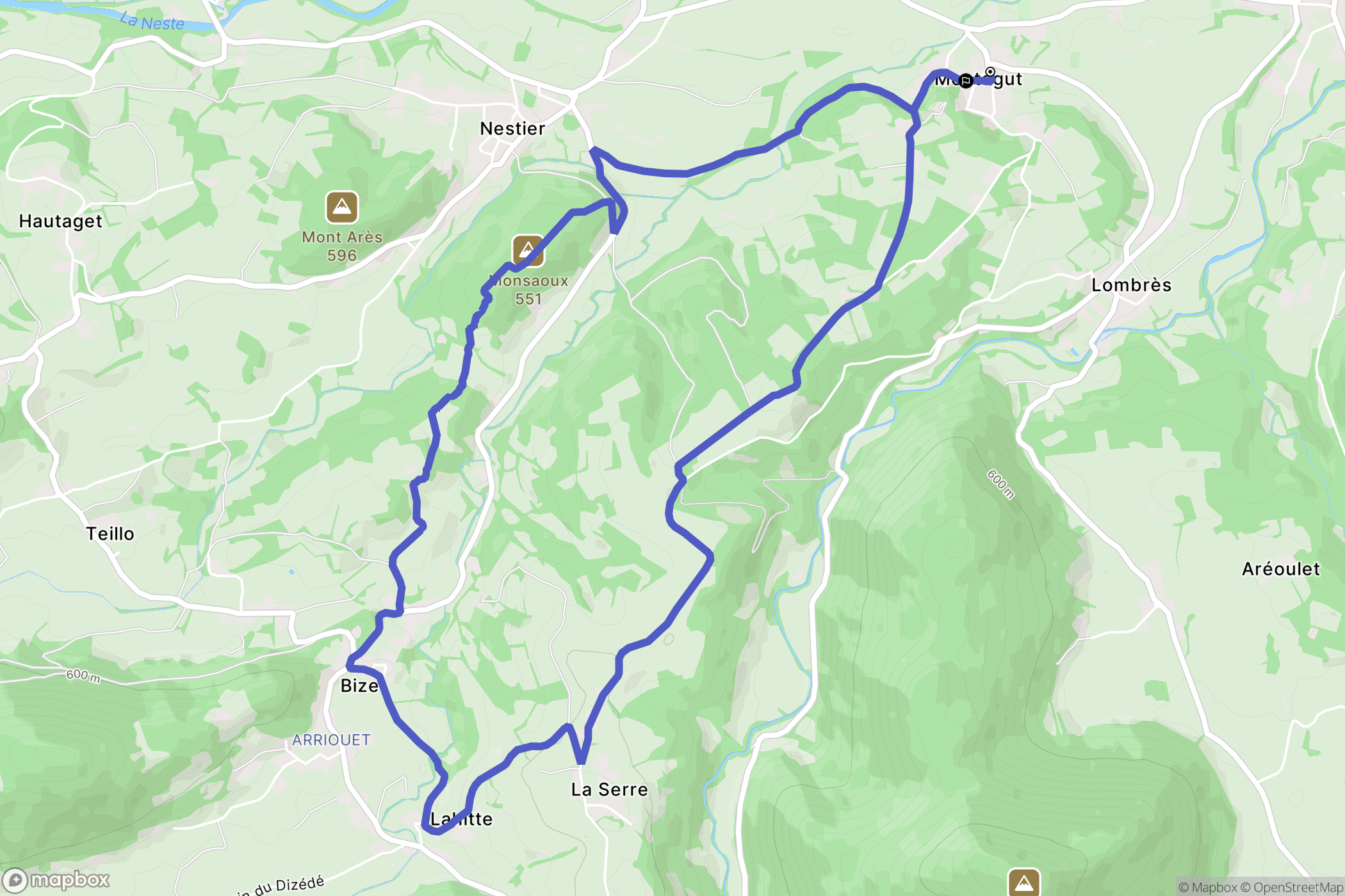 Montégut : carte du parcours de randonnée - France