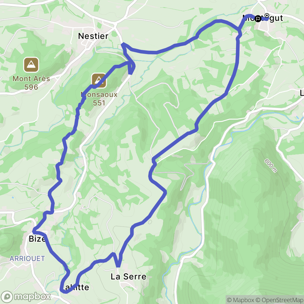 Montégut : carte du parcours de randonnée - France