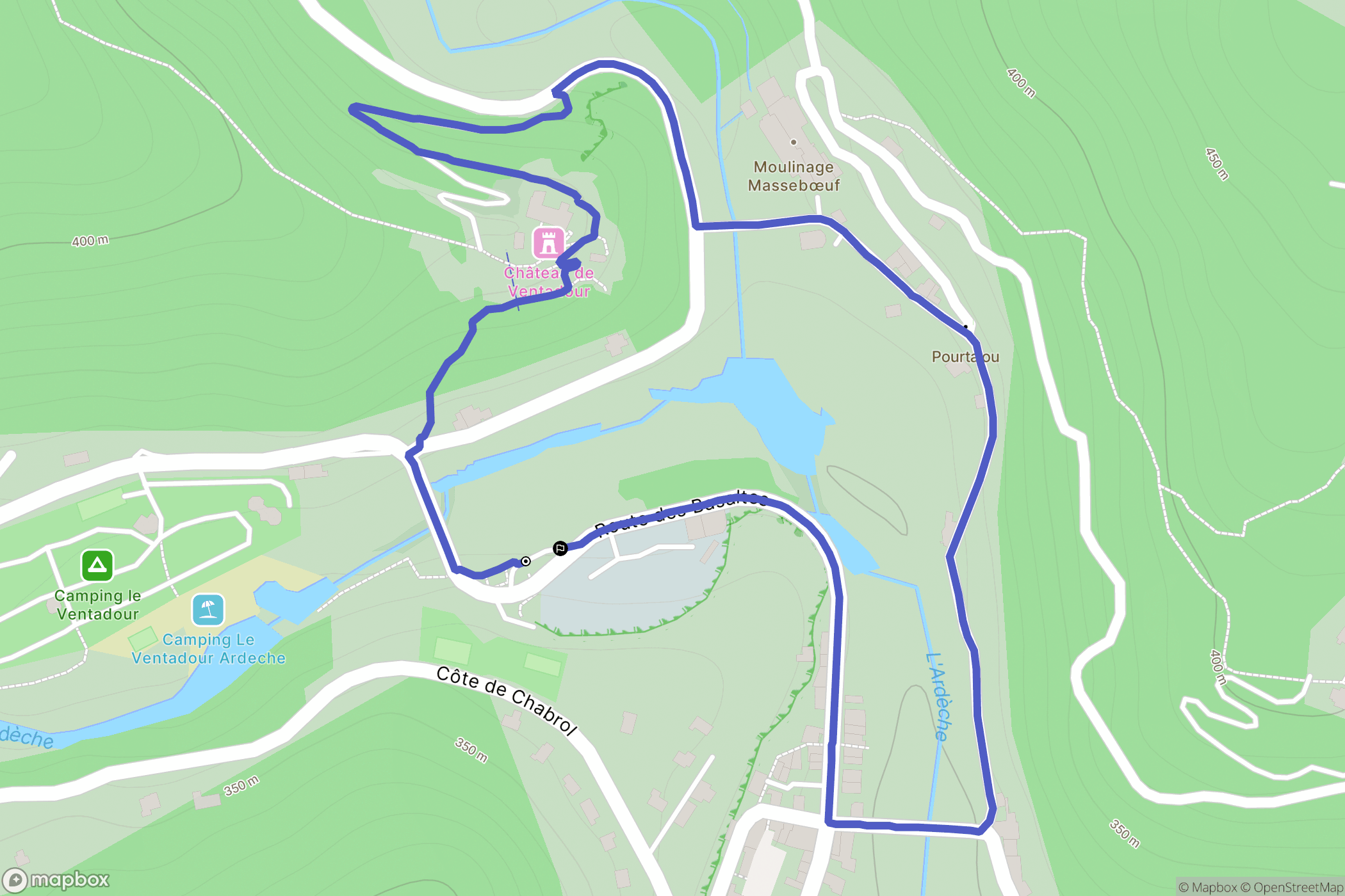 Pont-de-Labeaume : carte du parcours de randonnée - France
