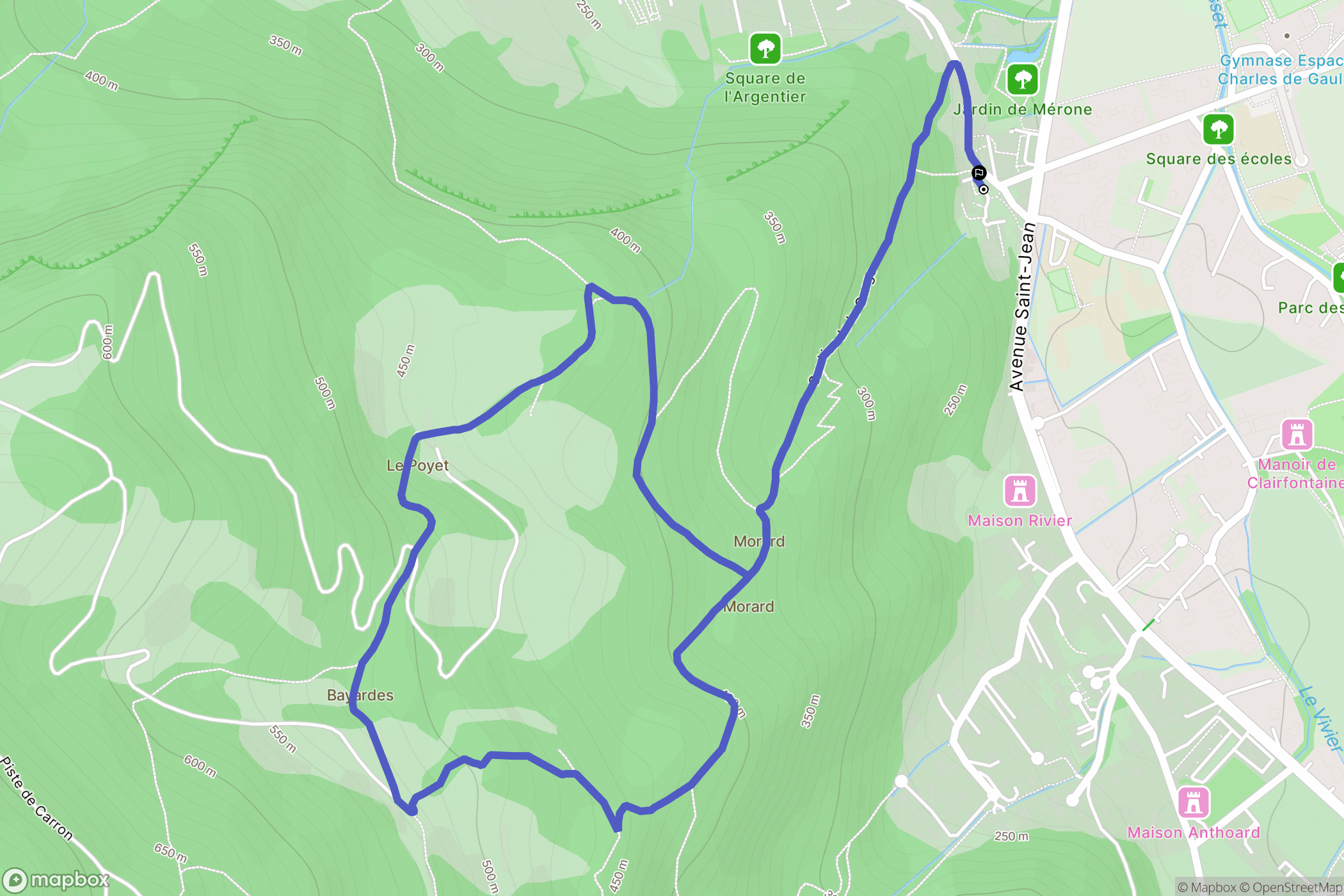 Noyarey : carte du parcours de randonnée - France