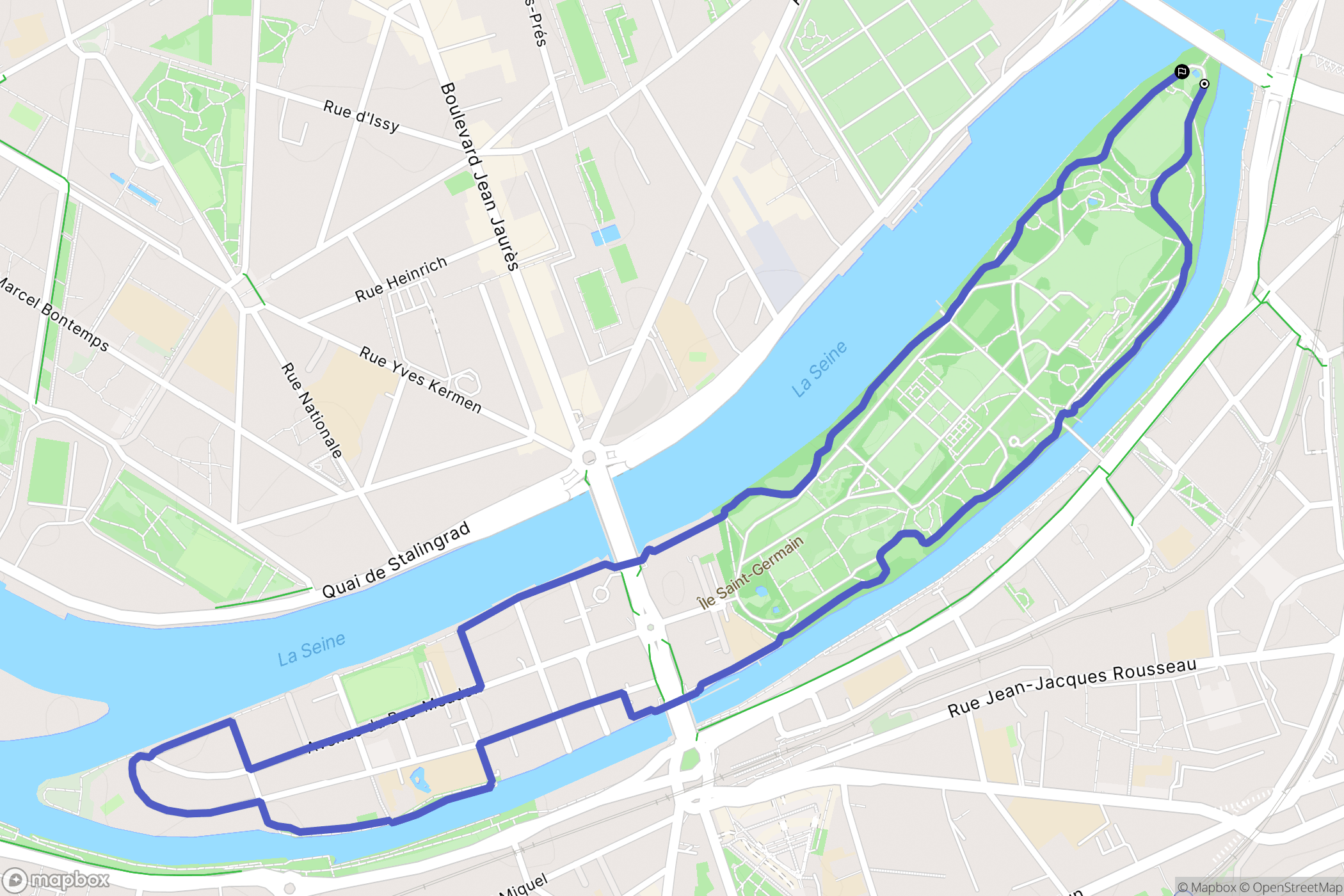 Issy-les-Moulineaux : carte du parcours de randonnée - France