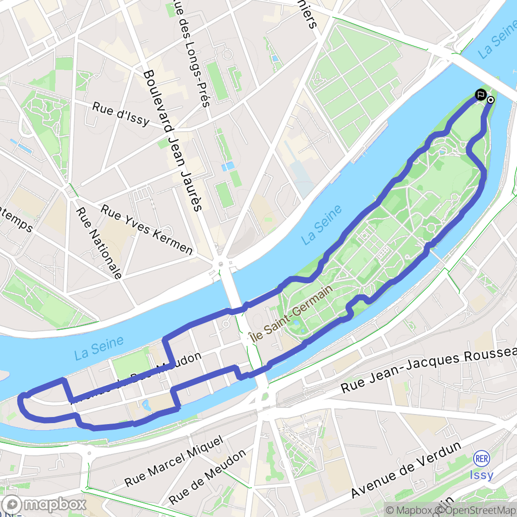 Issy-les-Moulineaux : carte du parcours de randonnée - France