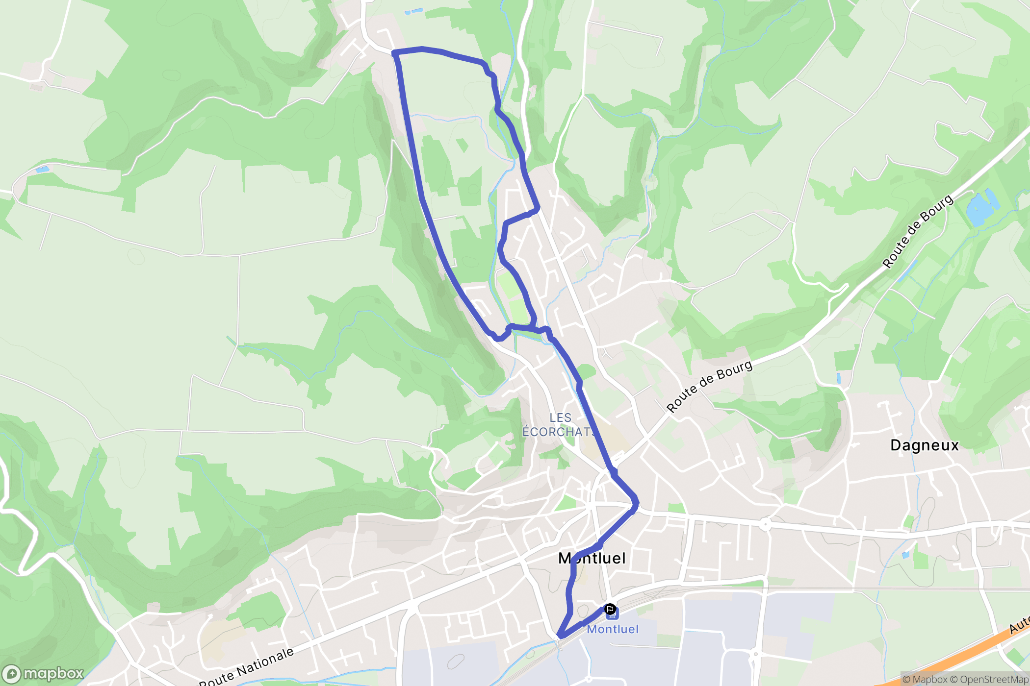Montluel : carte du parcours de randonnée - France