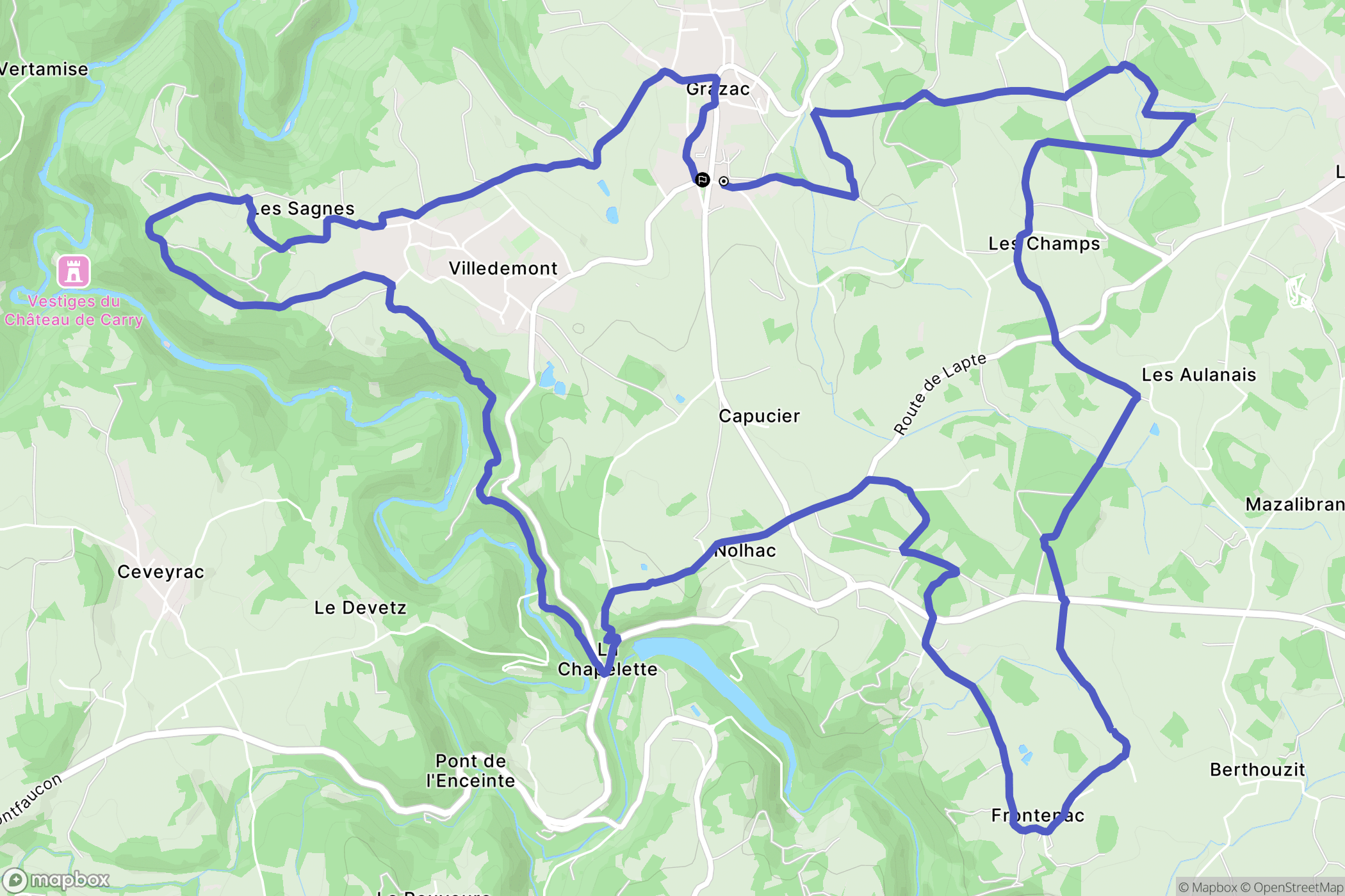 Grazac : carte du parcours de randonnée - France