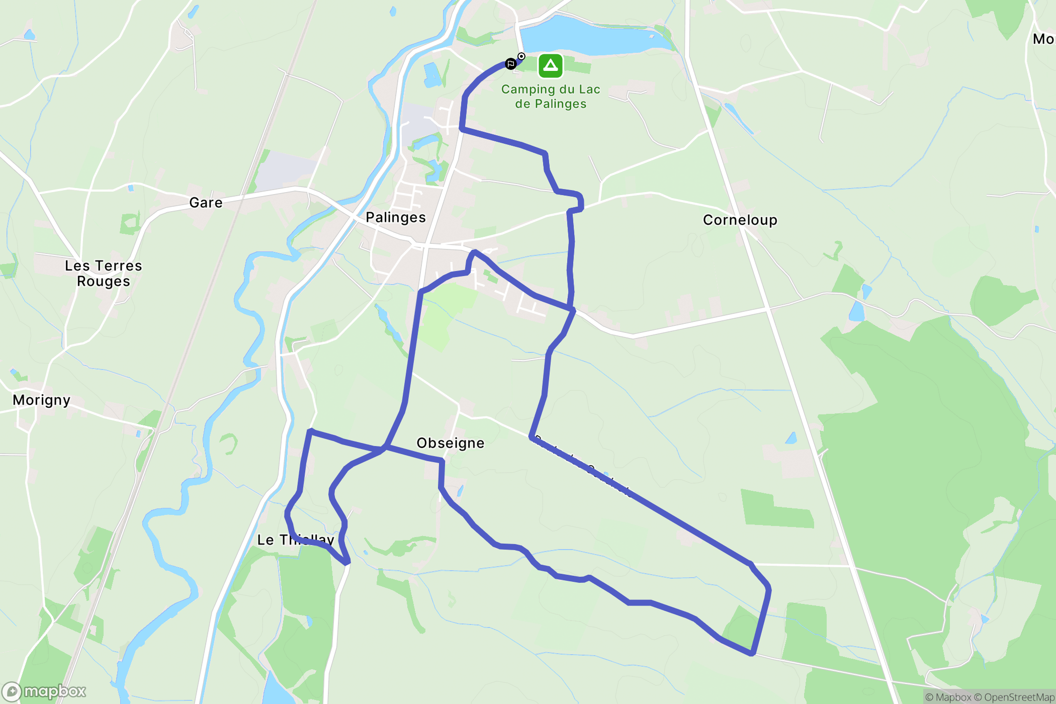 Palinges : carte du parcours de randonnée - France