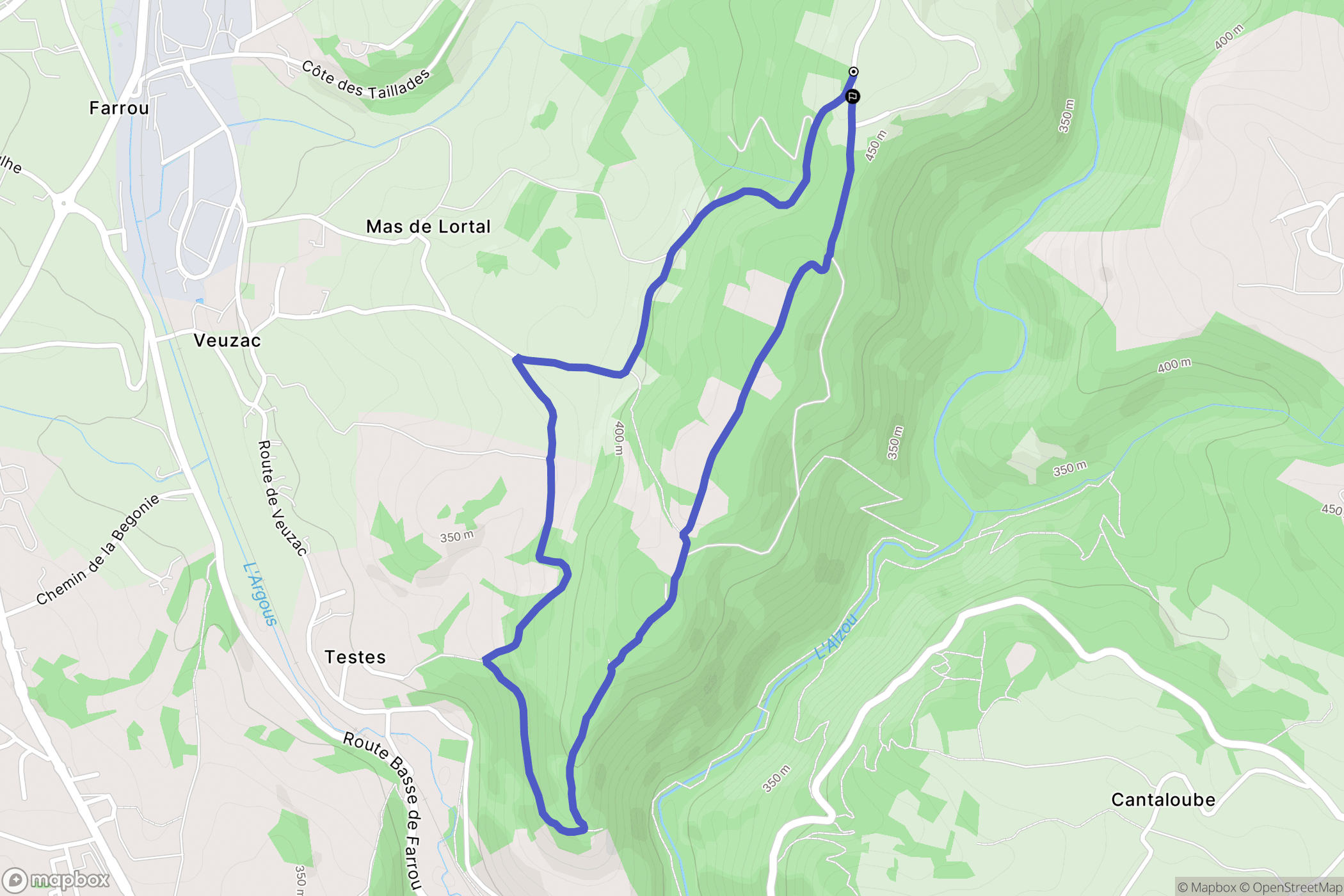 Maleville : carte du parcours de randonnée - France