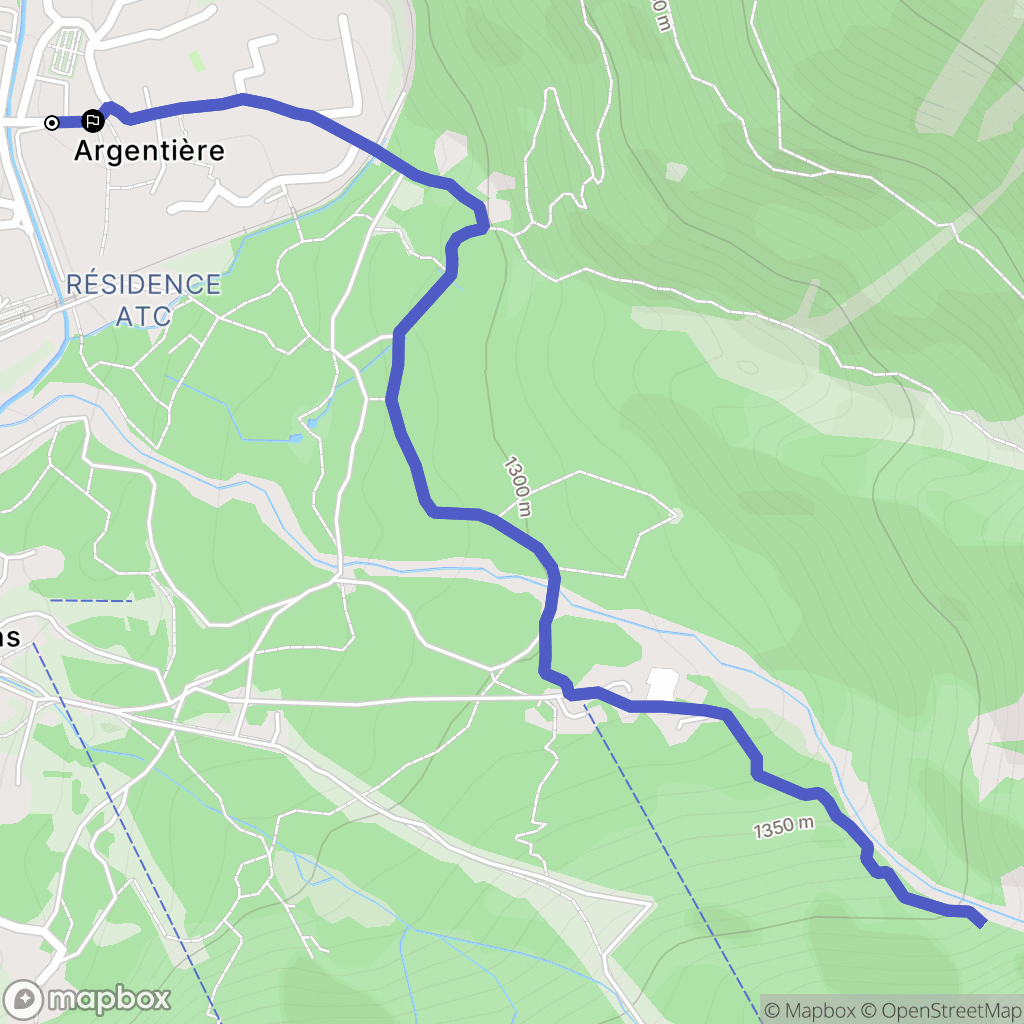Chamonix-Mont-Blanc : carte du parcours de randonnée - France