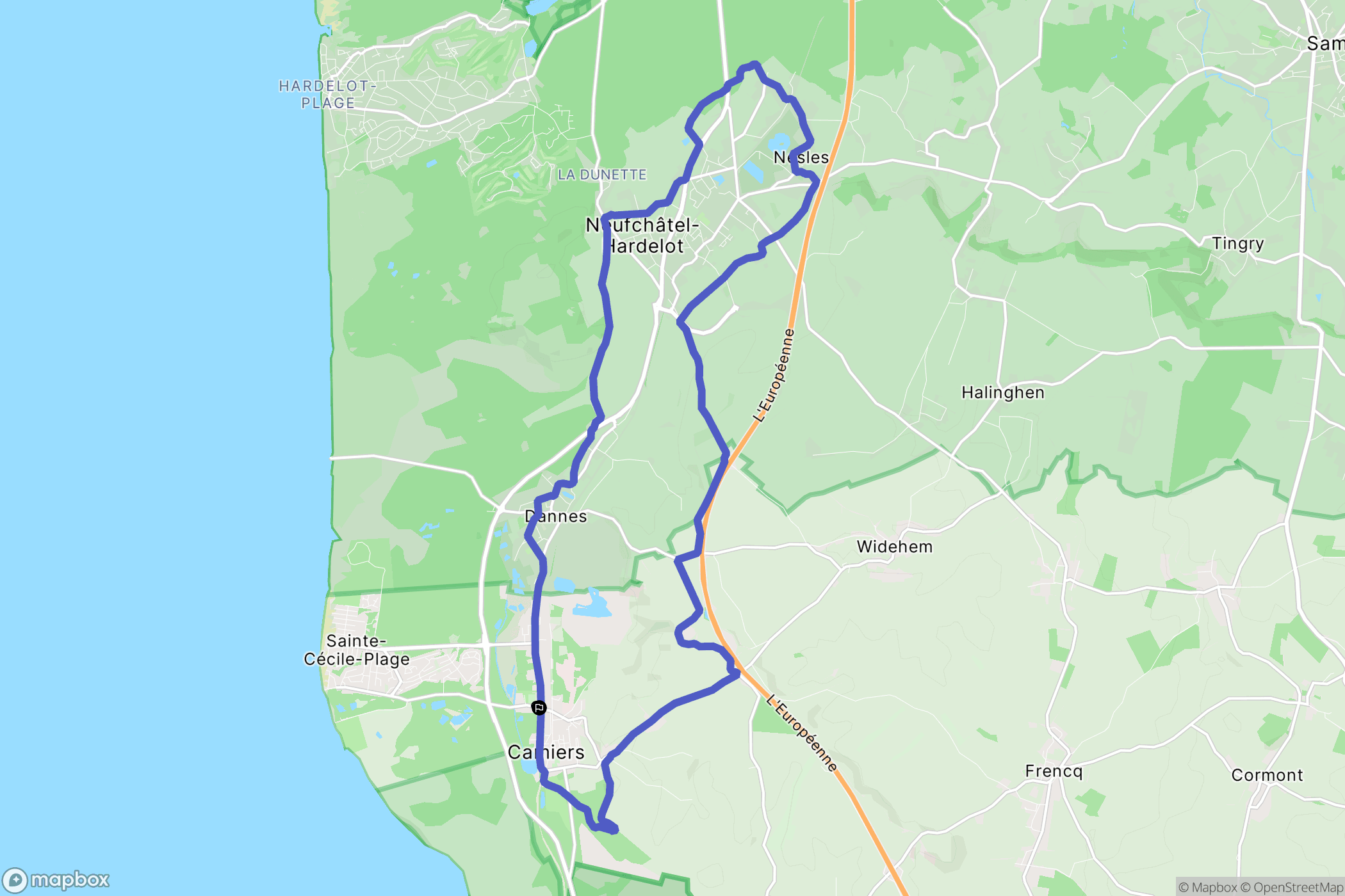Camiers : carte du parcours de randonnée - France