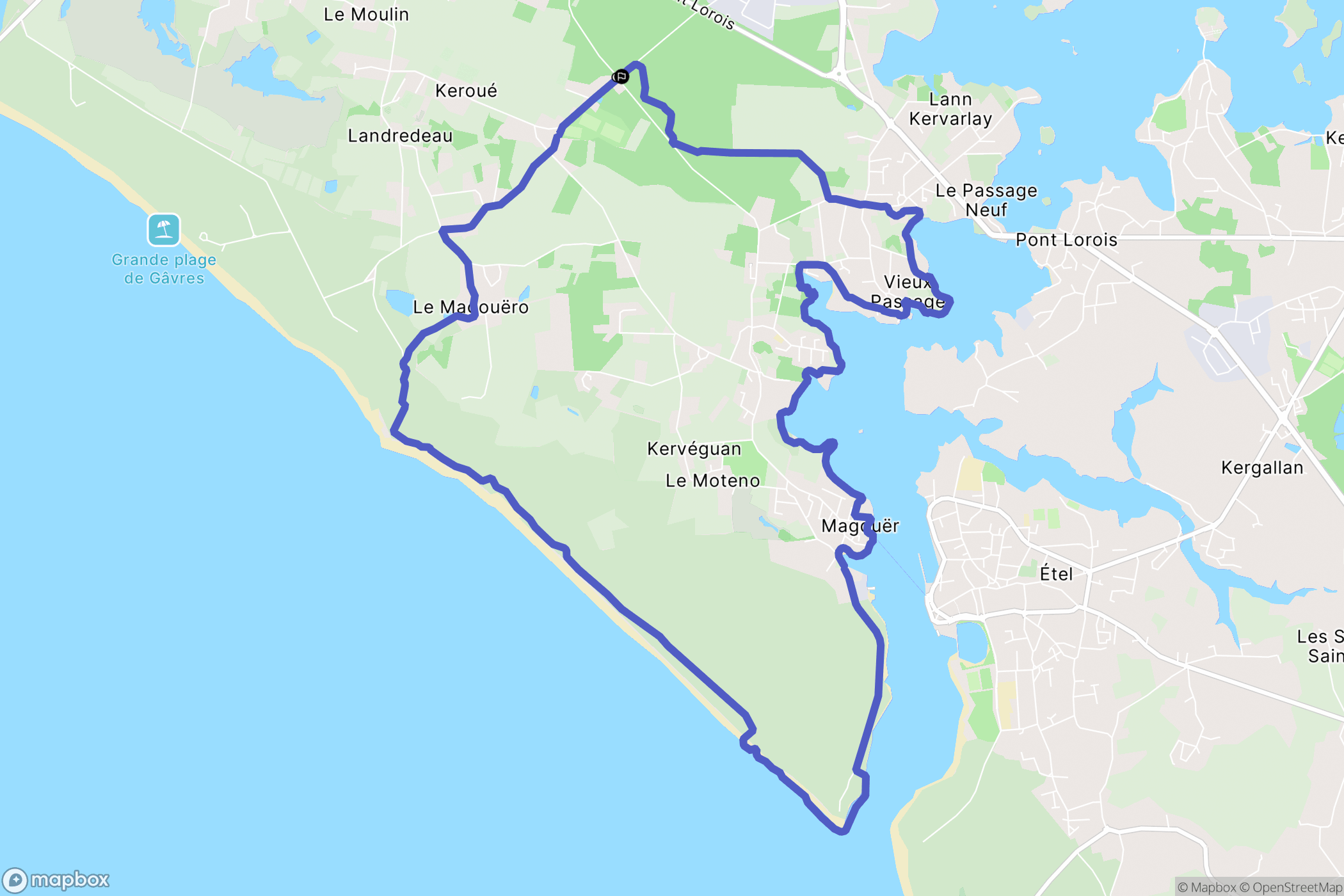 Plouhinec : carte du parcours de randonnée - France
