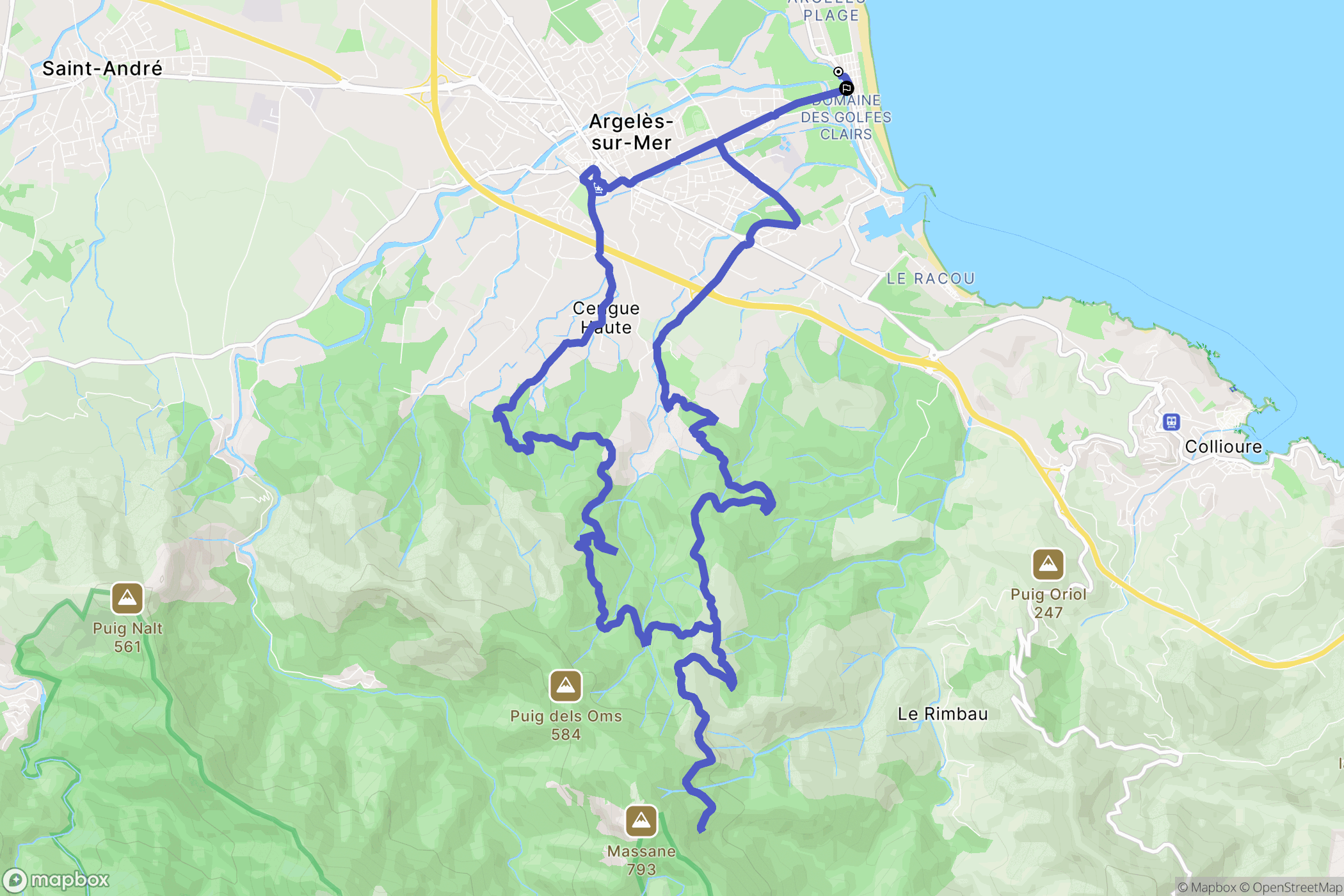 Argelès-sur-Mer : carte du parcours de randonnée - France