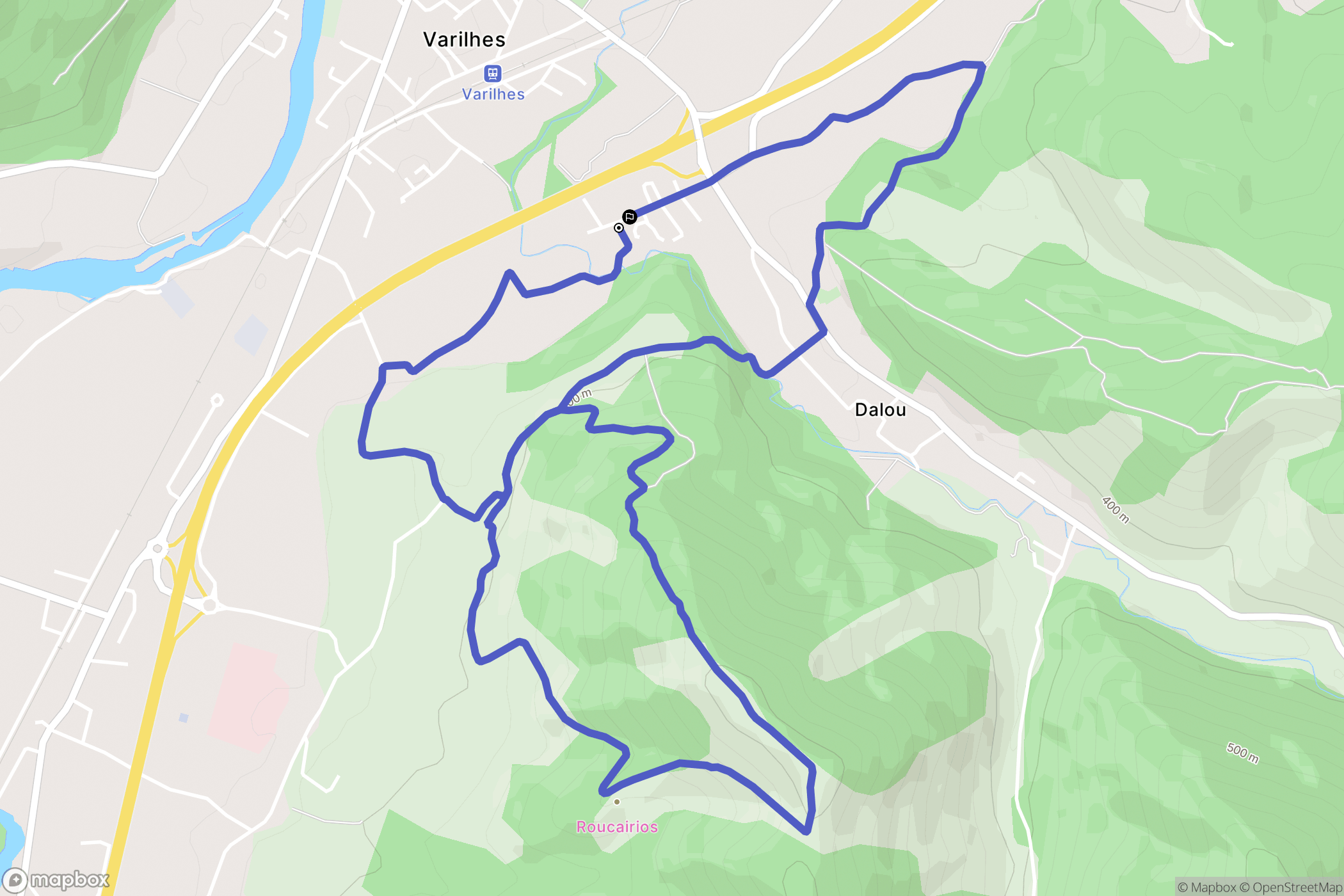 Dalou : carte du parcours de randonnée - France