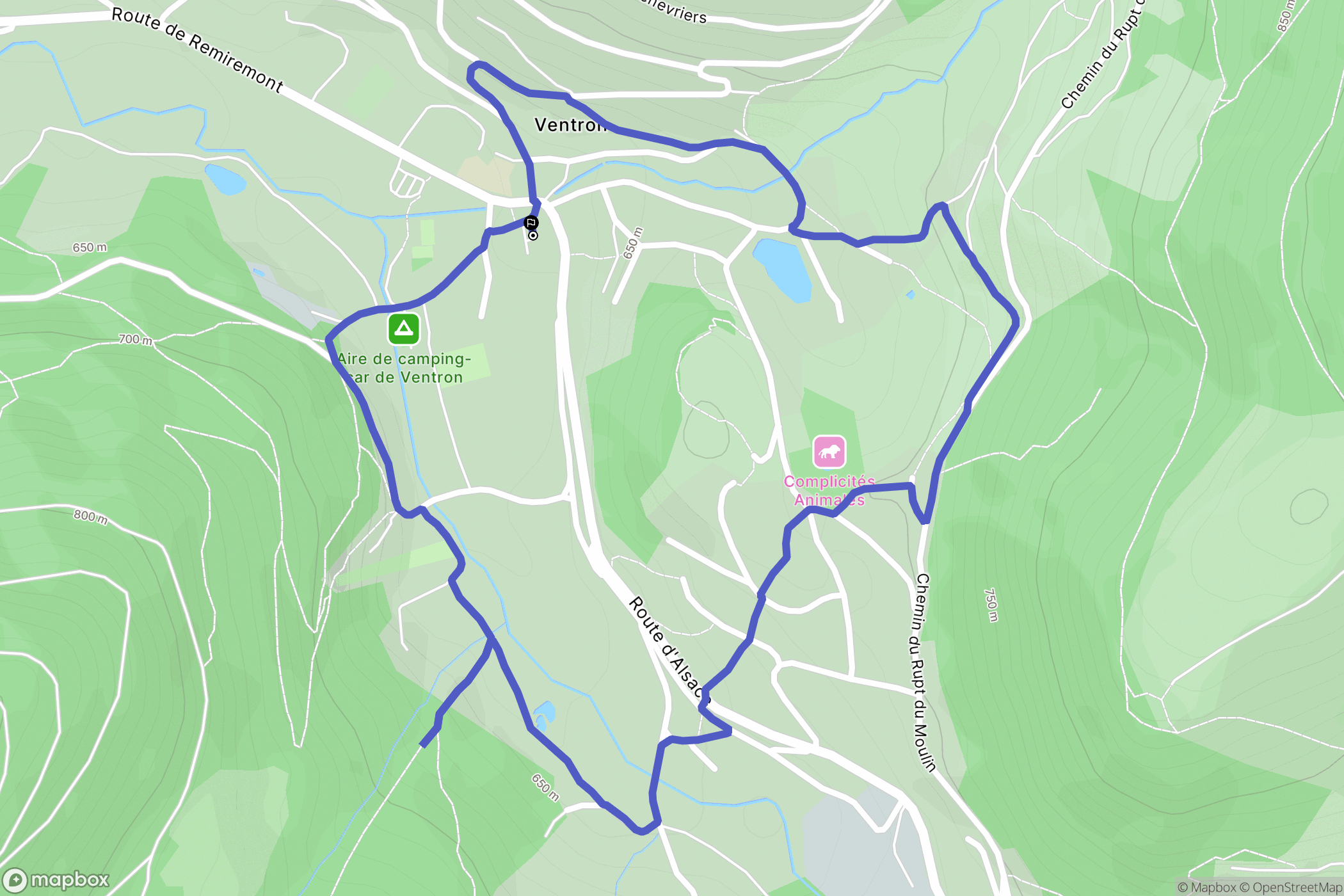 Ventron : carte du parcours de randonnée - France