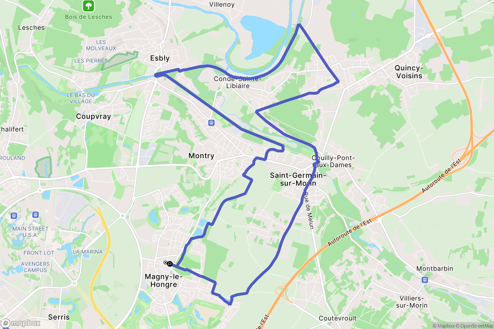 Magny-le-Hongre : carte du parcours de randonnée - France