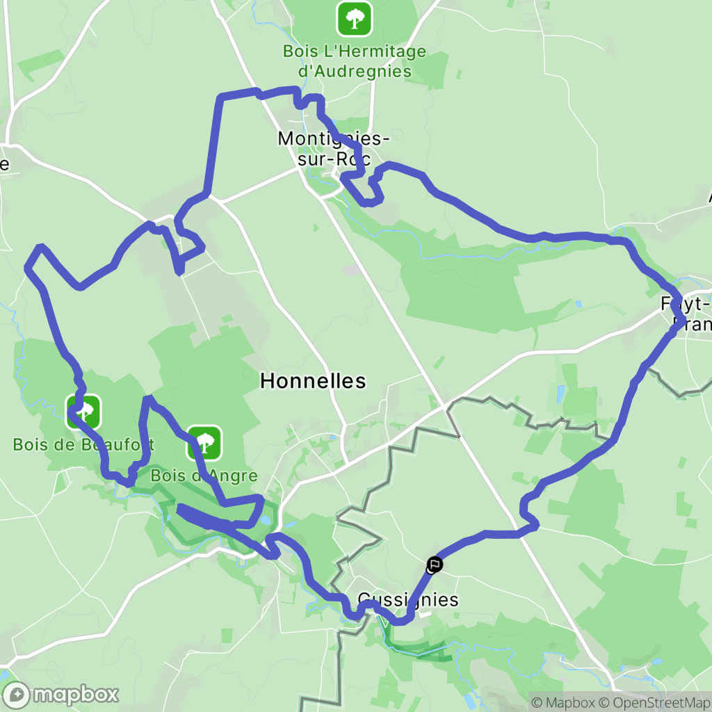 Gussignies : carte du parcours de randonnée - France