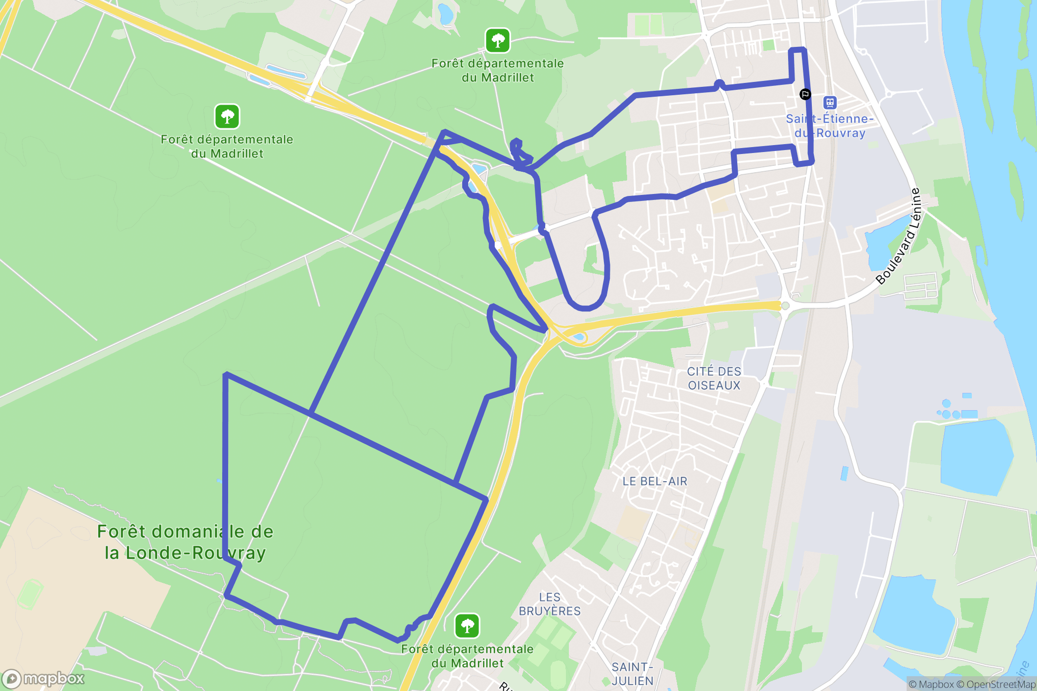 Saint-Étienne-du-Rouvray : carte du parcours de randonnée - France