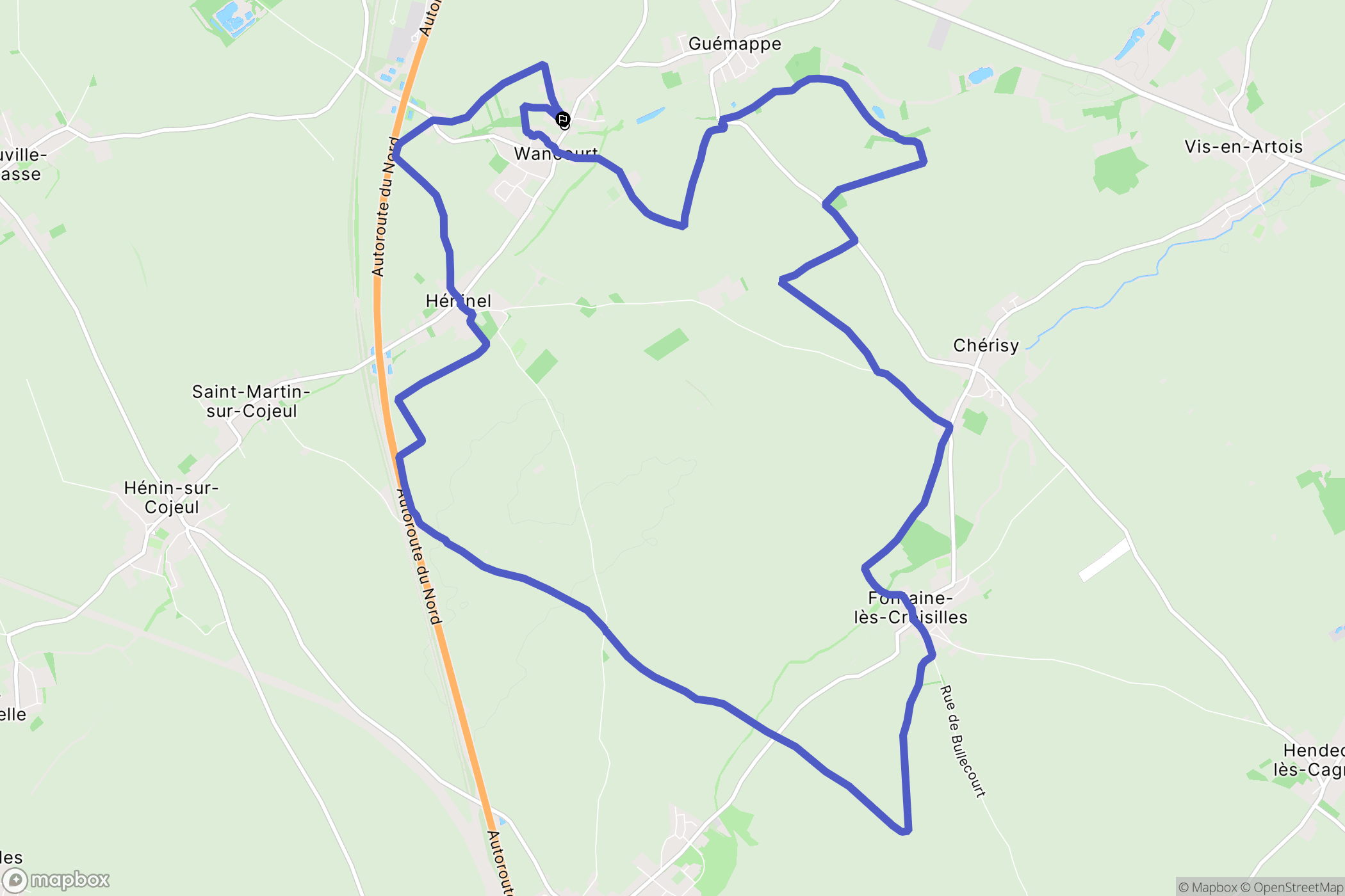 Wancourt : carte du parcours de randonnée - France