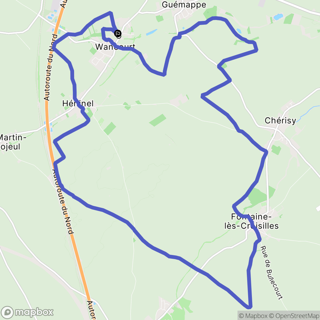 Wancourt : carte du parcours de randonnée - France