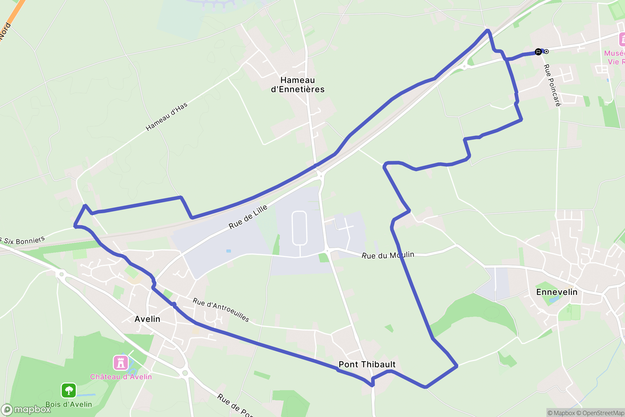 Fretin : carte du parcours de randonnée - France