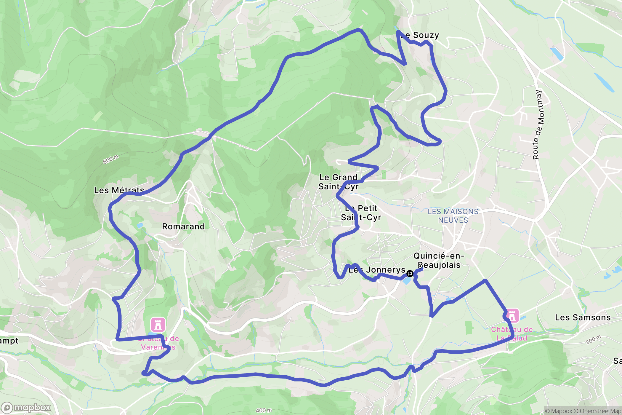 Quincié-en-Beaujolais : carte du parcours de randonnée - France