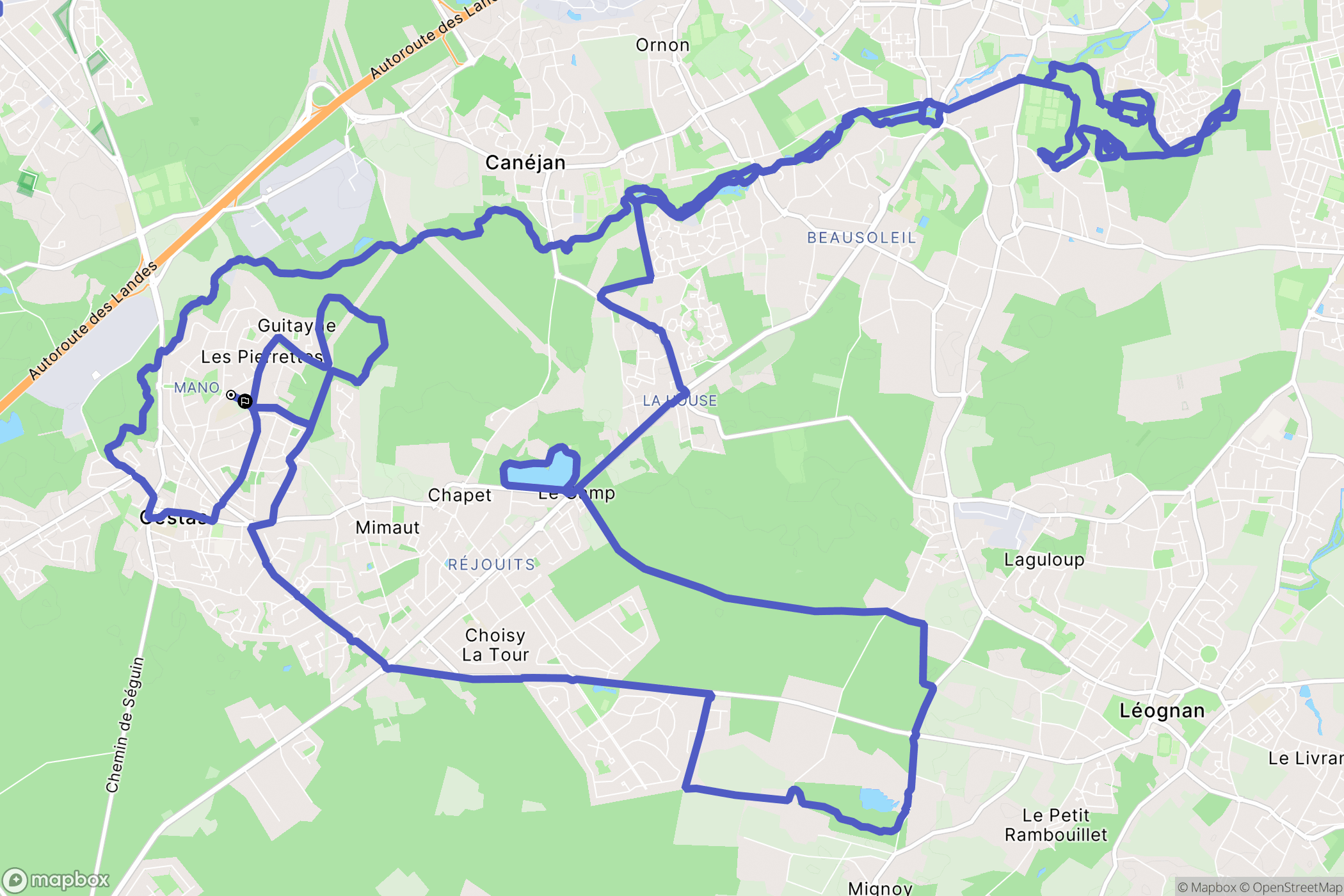 Cestas : carte du parcours de randonnée - France