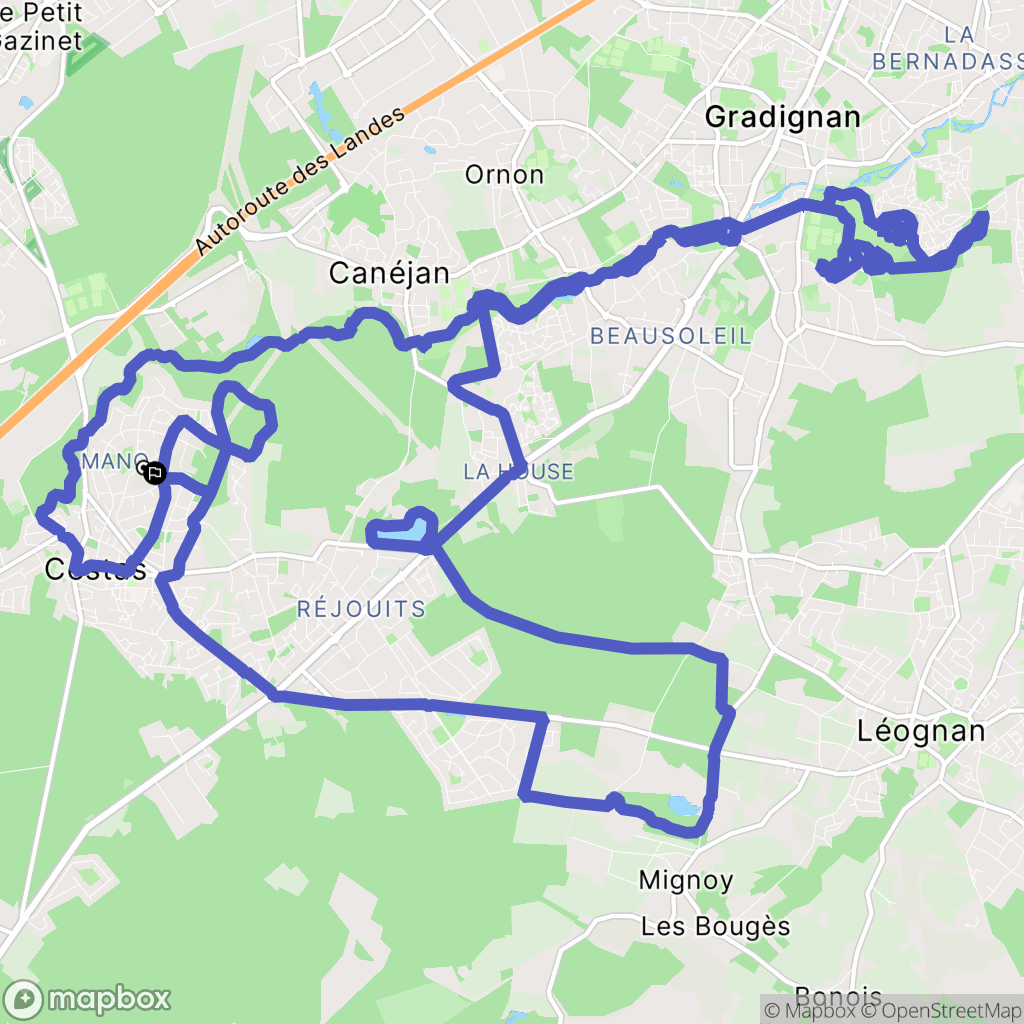 Cestas : carte du parcours de randonnée - France