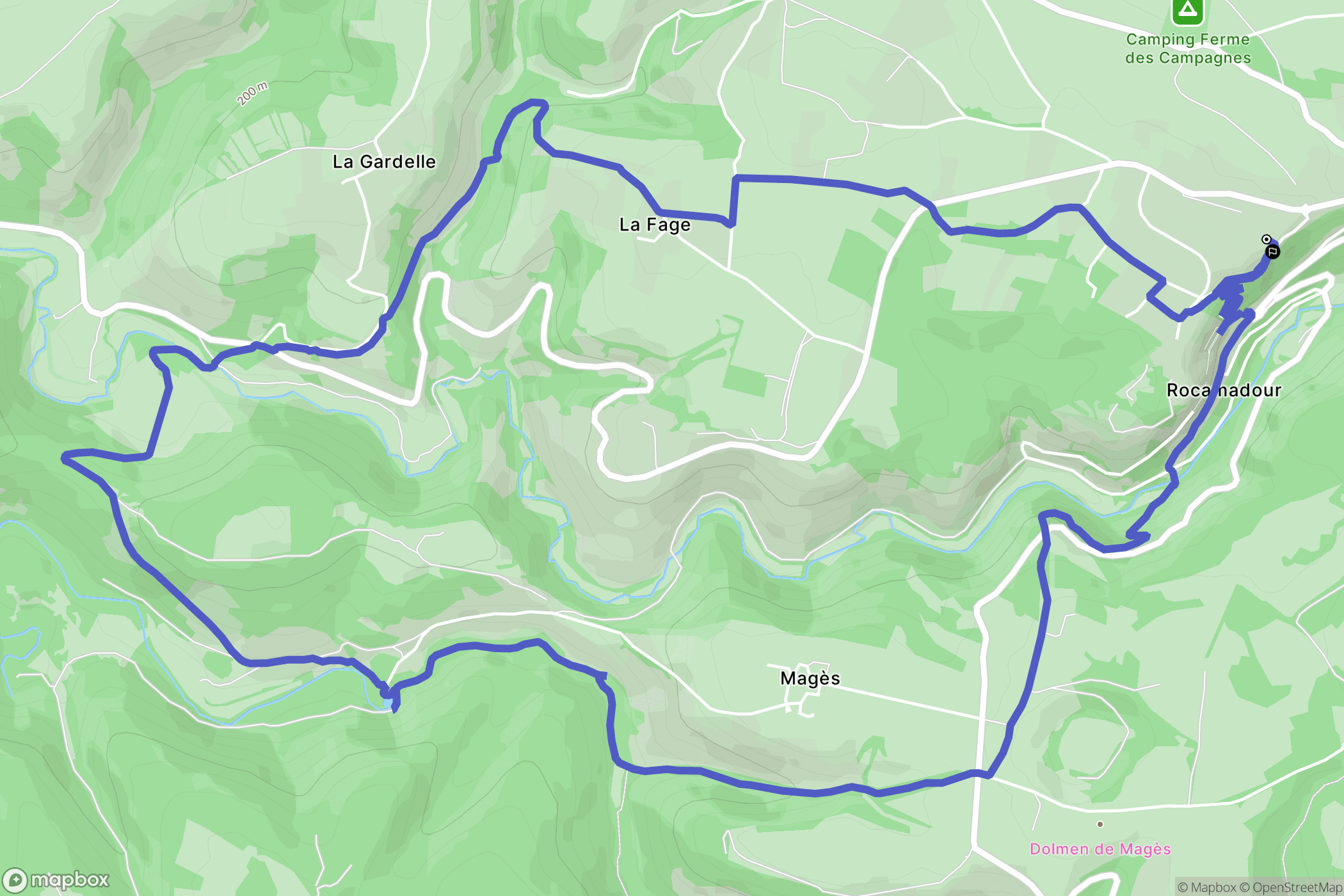 Rocamadour : carte du parcours de randonnée - France