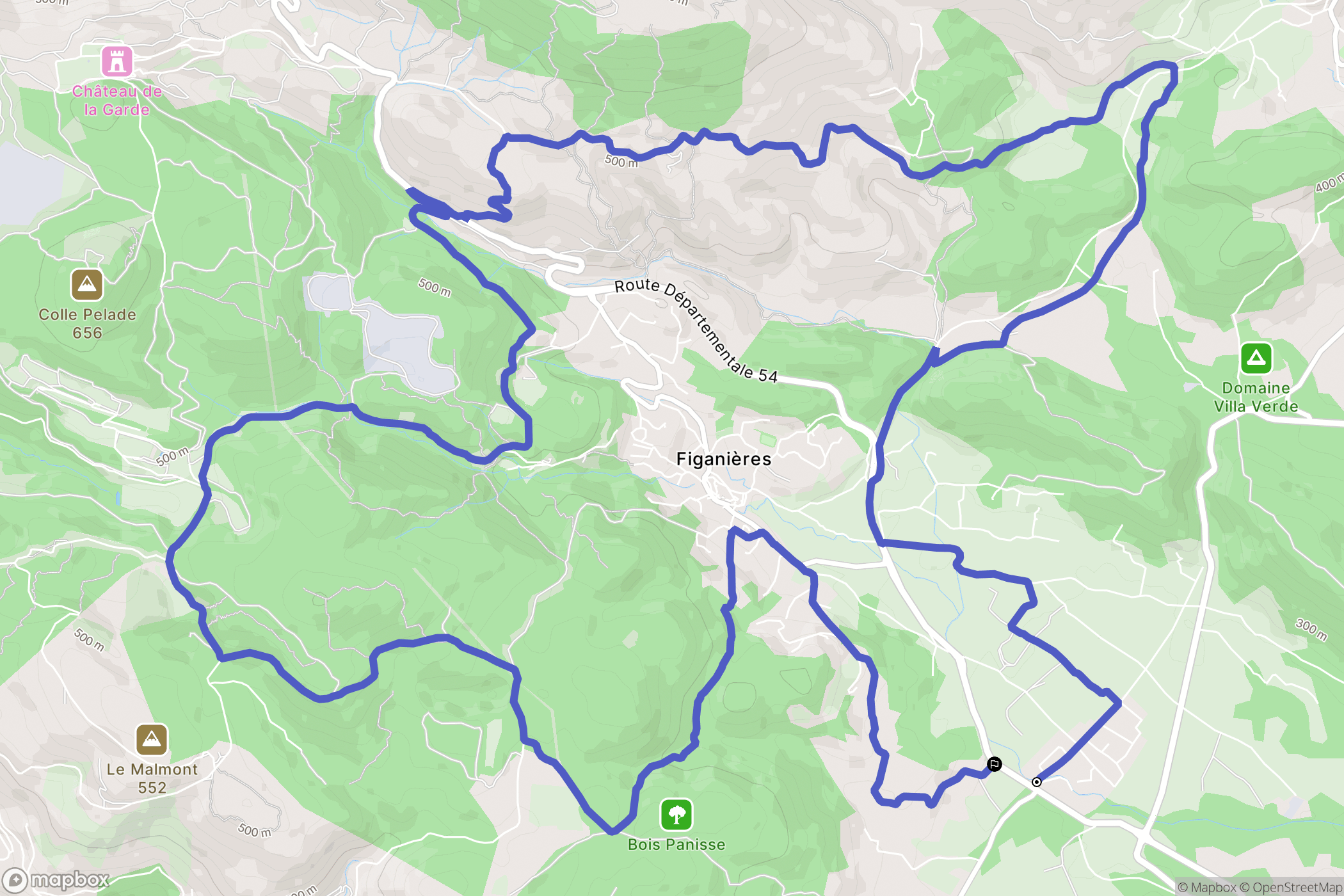 Figanières : carte du parcours de randonnée - France