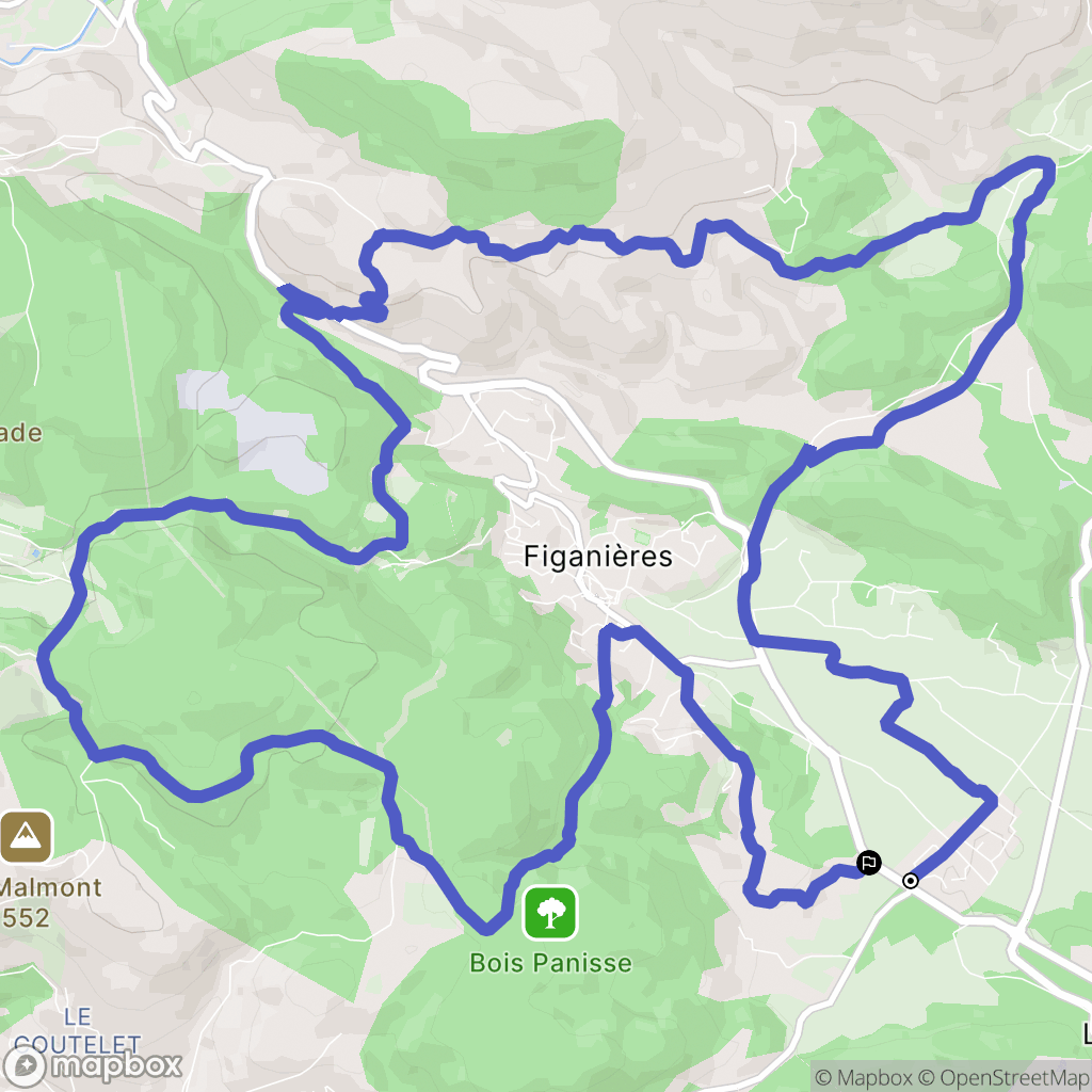 Figanières : carte du parcours de randonnée - France