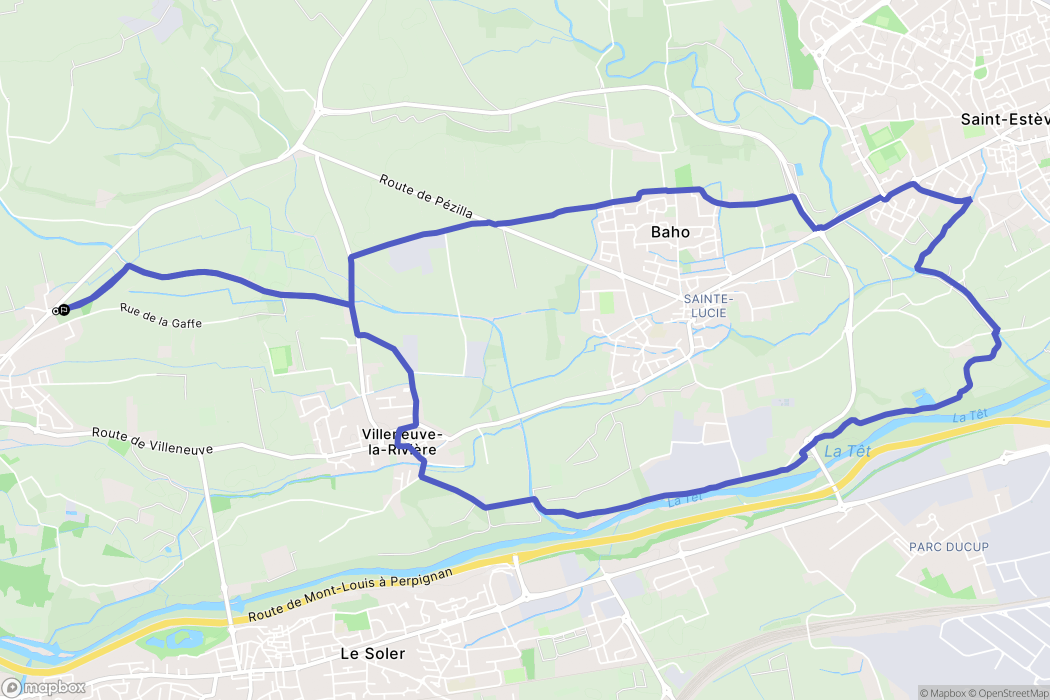 Pézilla-la-Rivière : carte du parcours de randonnée - France