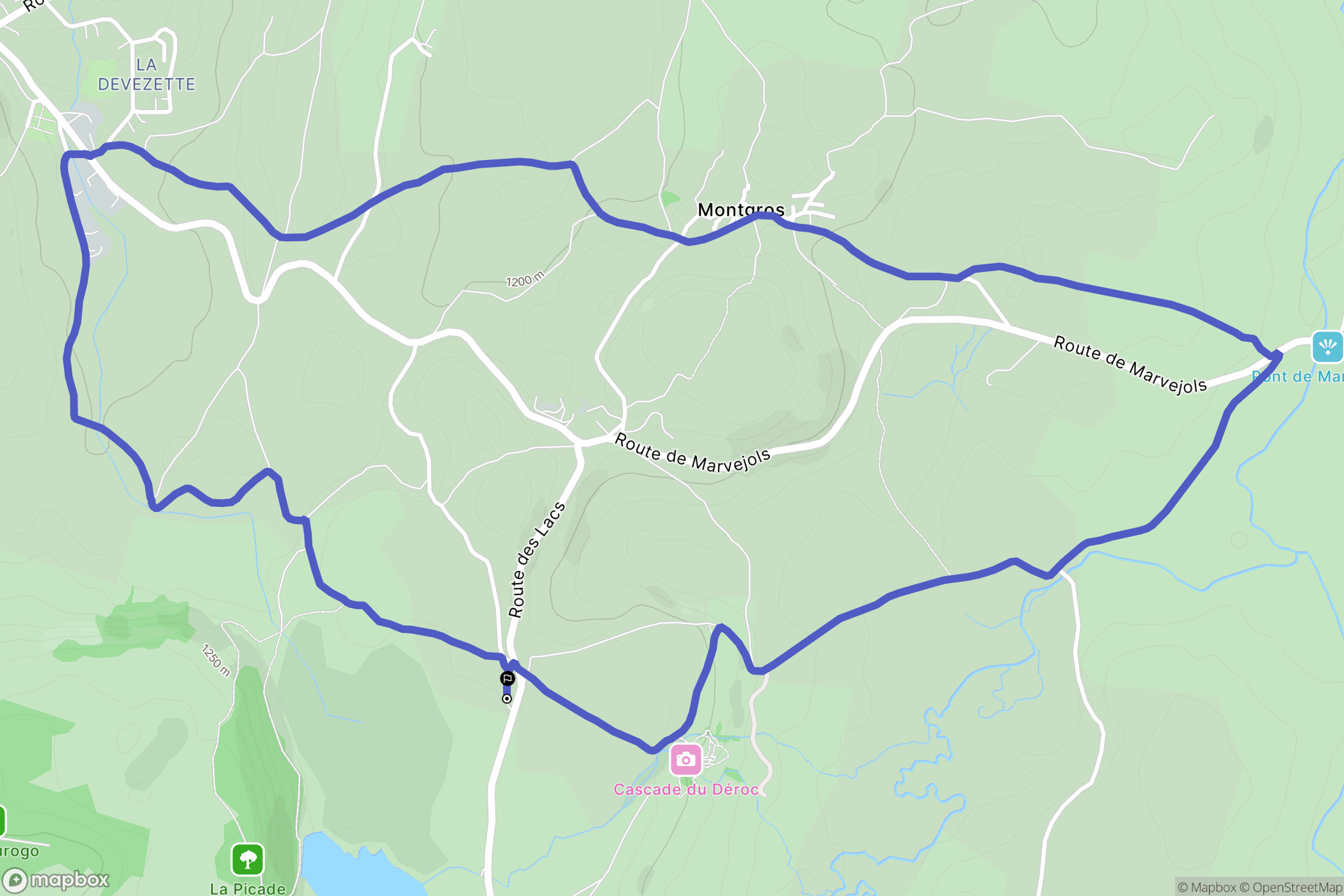 Nasbinals : carte du parcours de randonnée - France