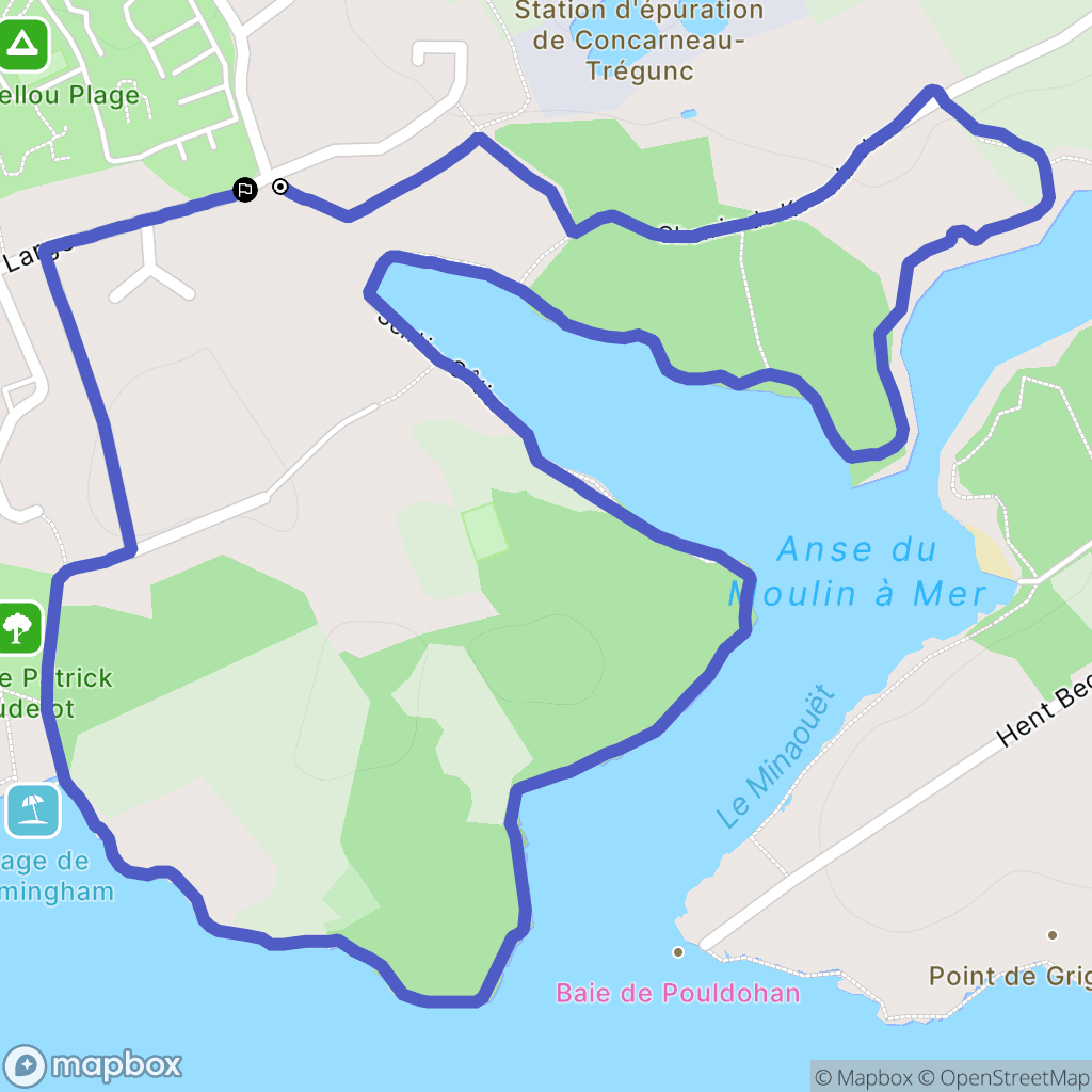 Concarneau : carte du parcours de randonnée - France