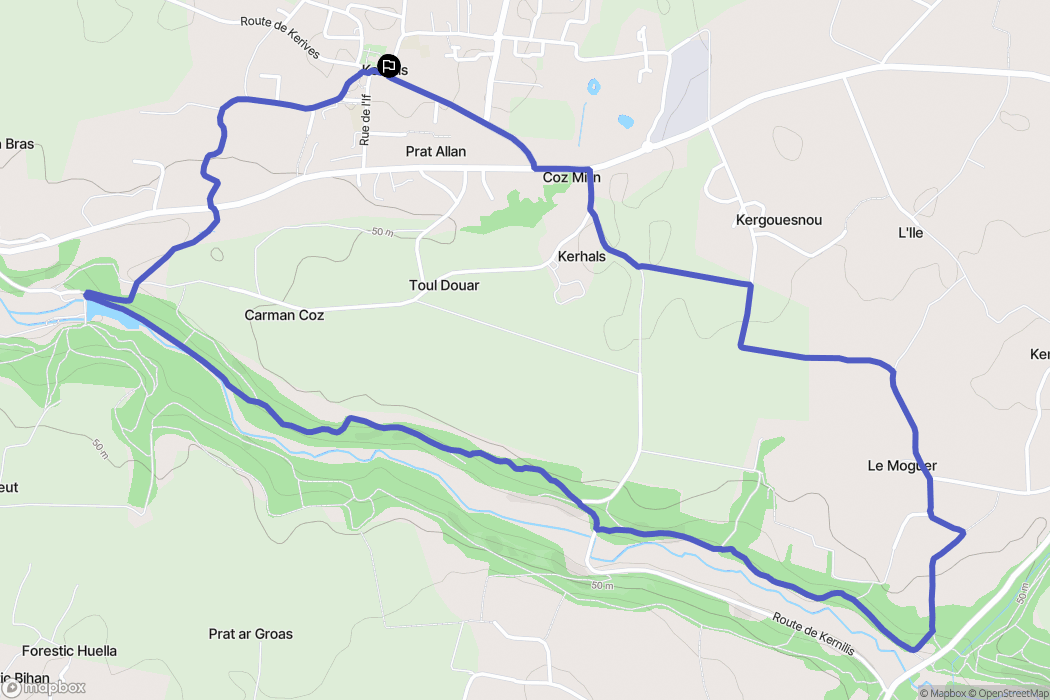 Kernilis : carte du parcours de randonnée - France