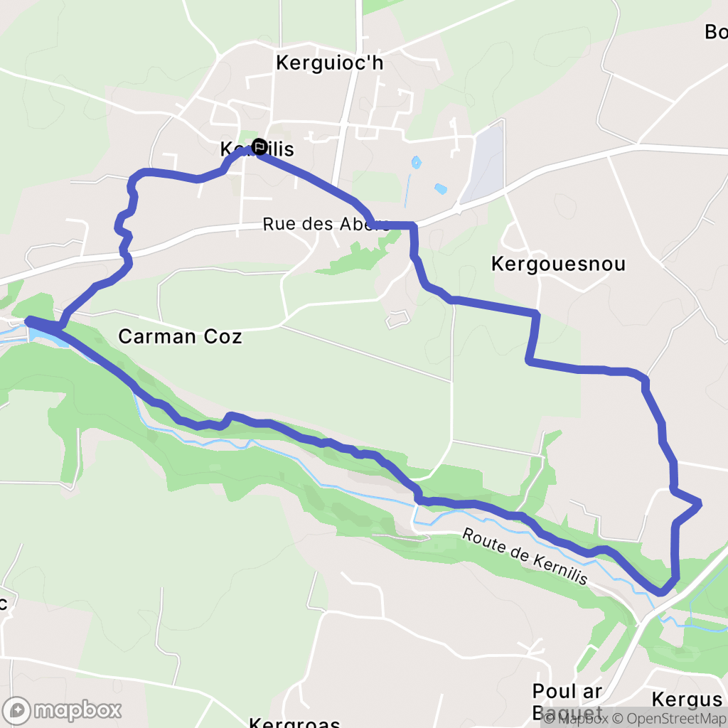Kernilis : carte du parcours de randonnée - France