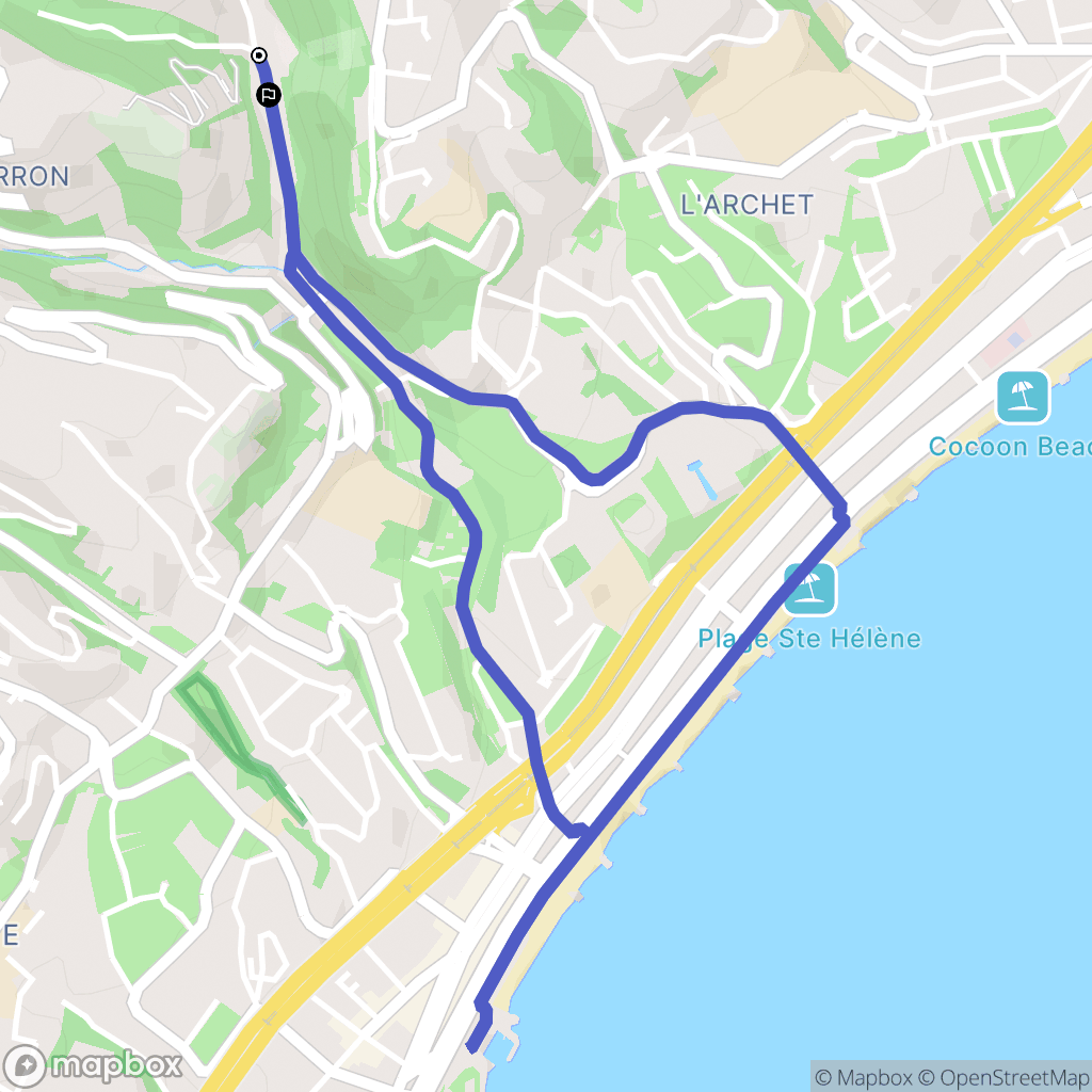 Nice : carte du parcours de randonnée - France