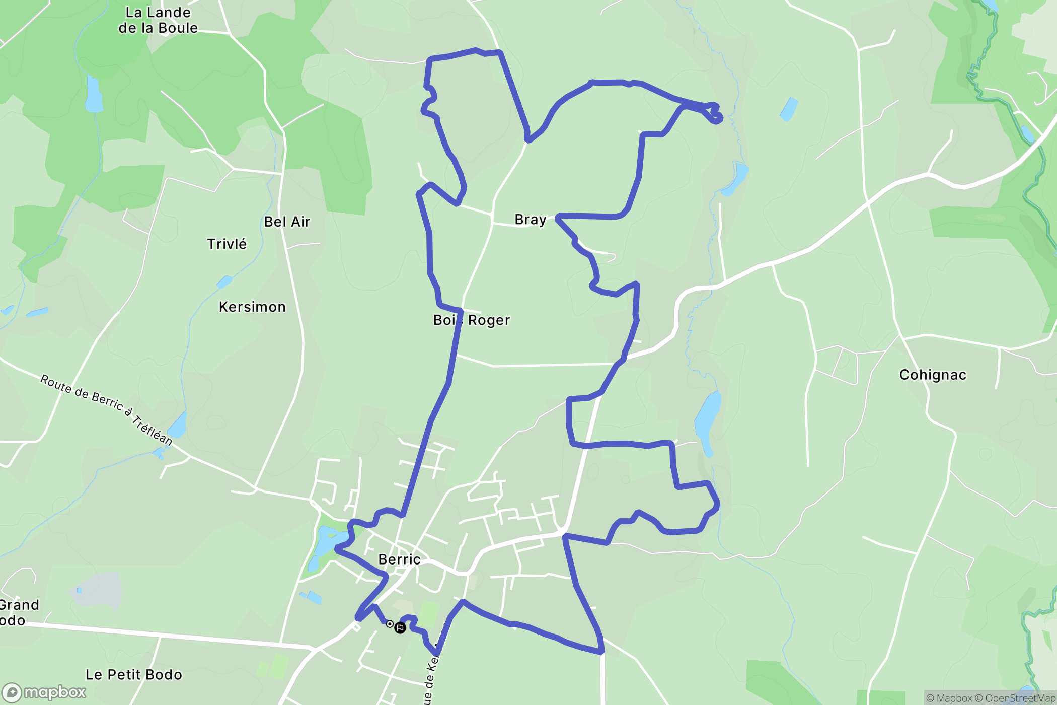 Berric : carte du parcours de randonnée - France