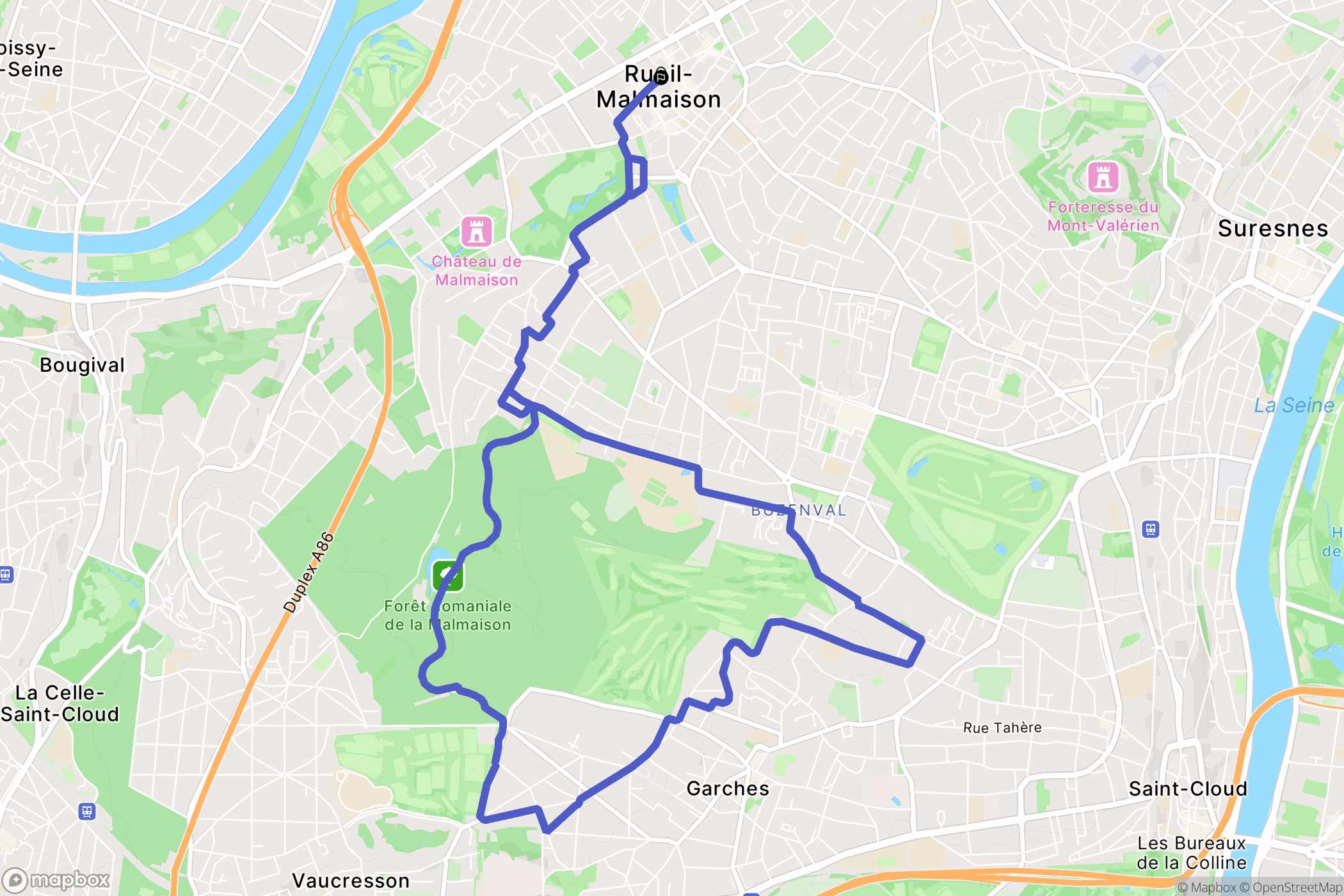 Rueil-Malmaison : carte du parcours de randonnée - France