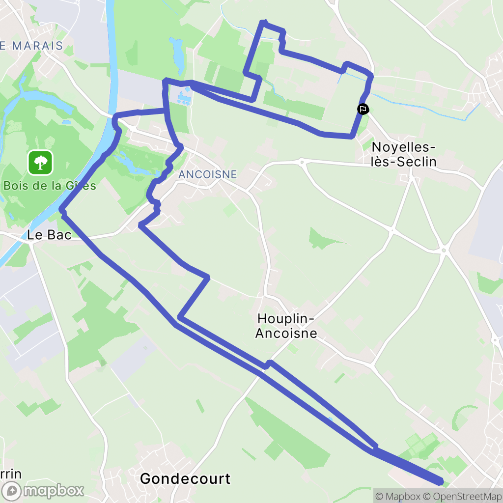 Noyelles-lès-Seclin : carte du parcours de randonnée - France