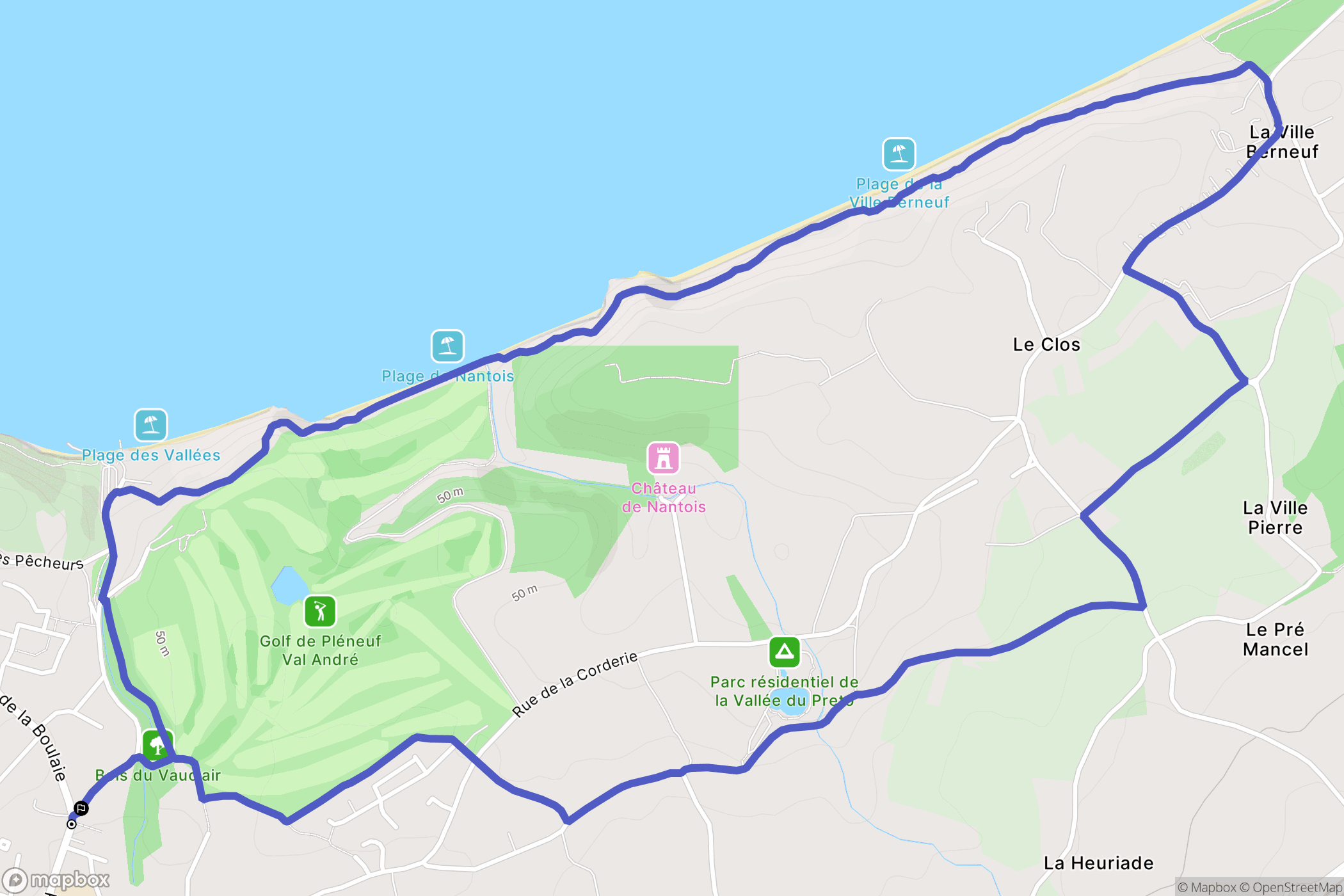 Pléneuf-Val-André : carte du parcours de randonnée - France