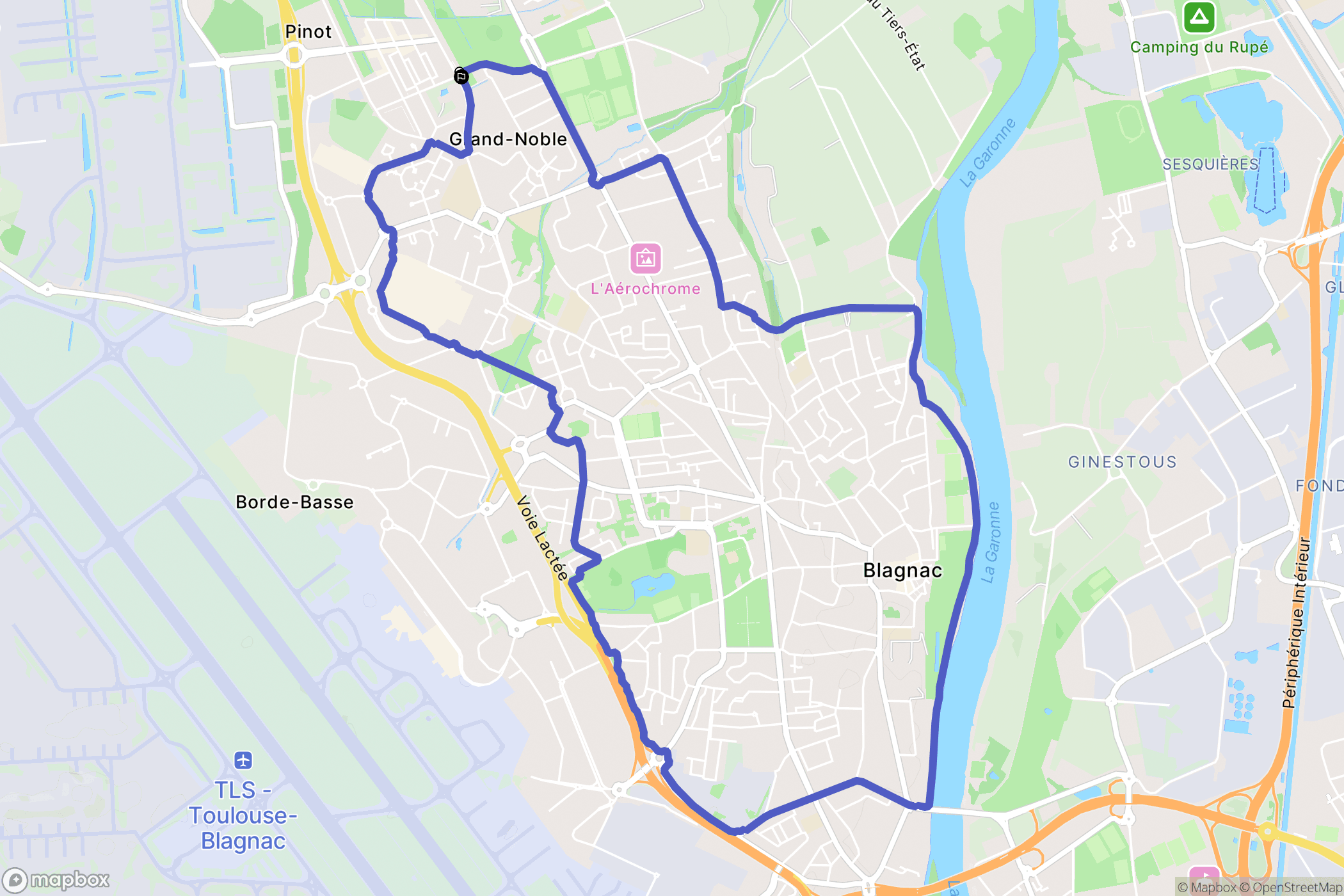 Blagnac : carte du parcours de randonnée - France