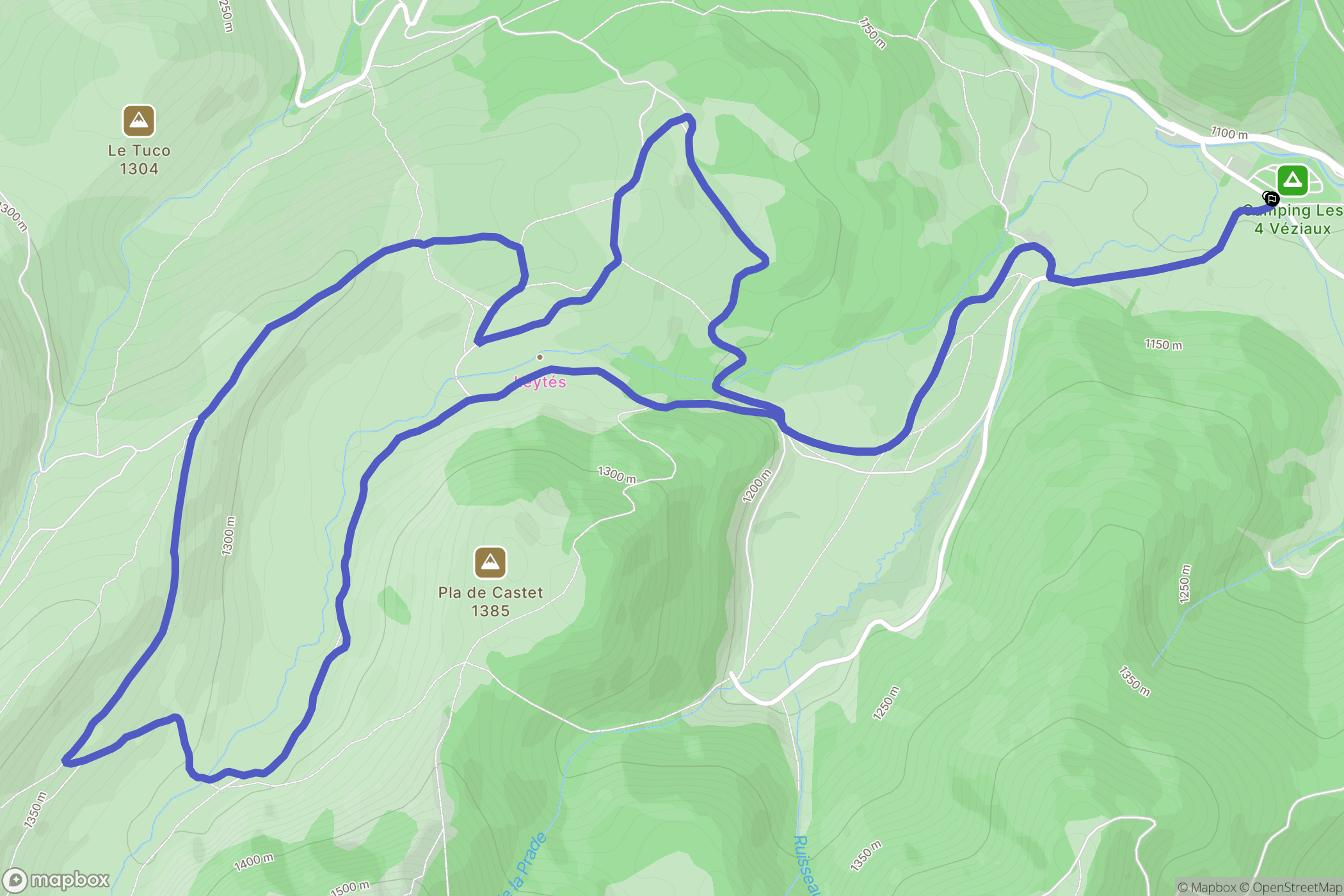 Ancizan : carte du parcours de randonnée - France