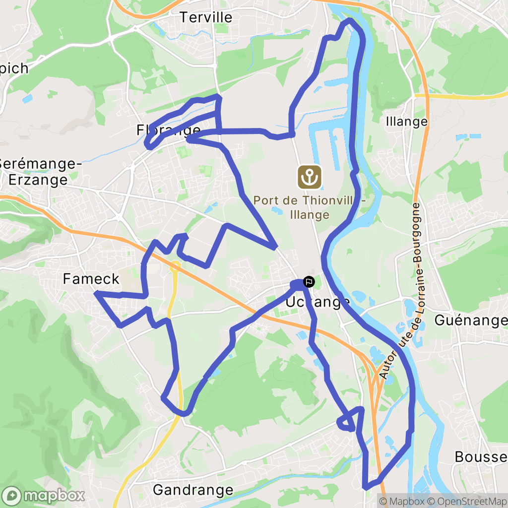 Uckange : carte du parcours de randonnée - France