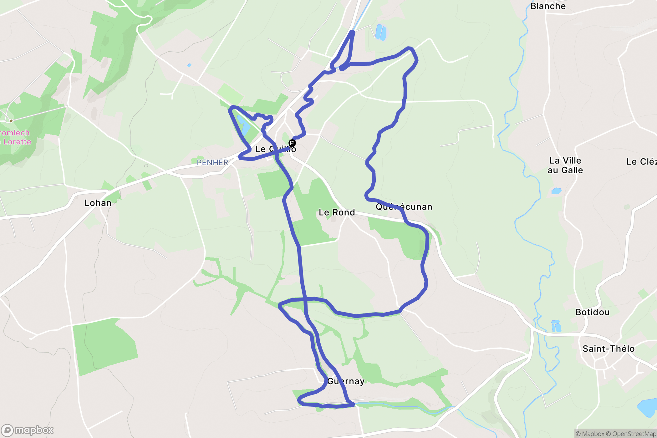 Le Quillio : carte du parcours de randonnée - France