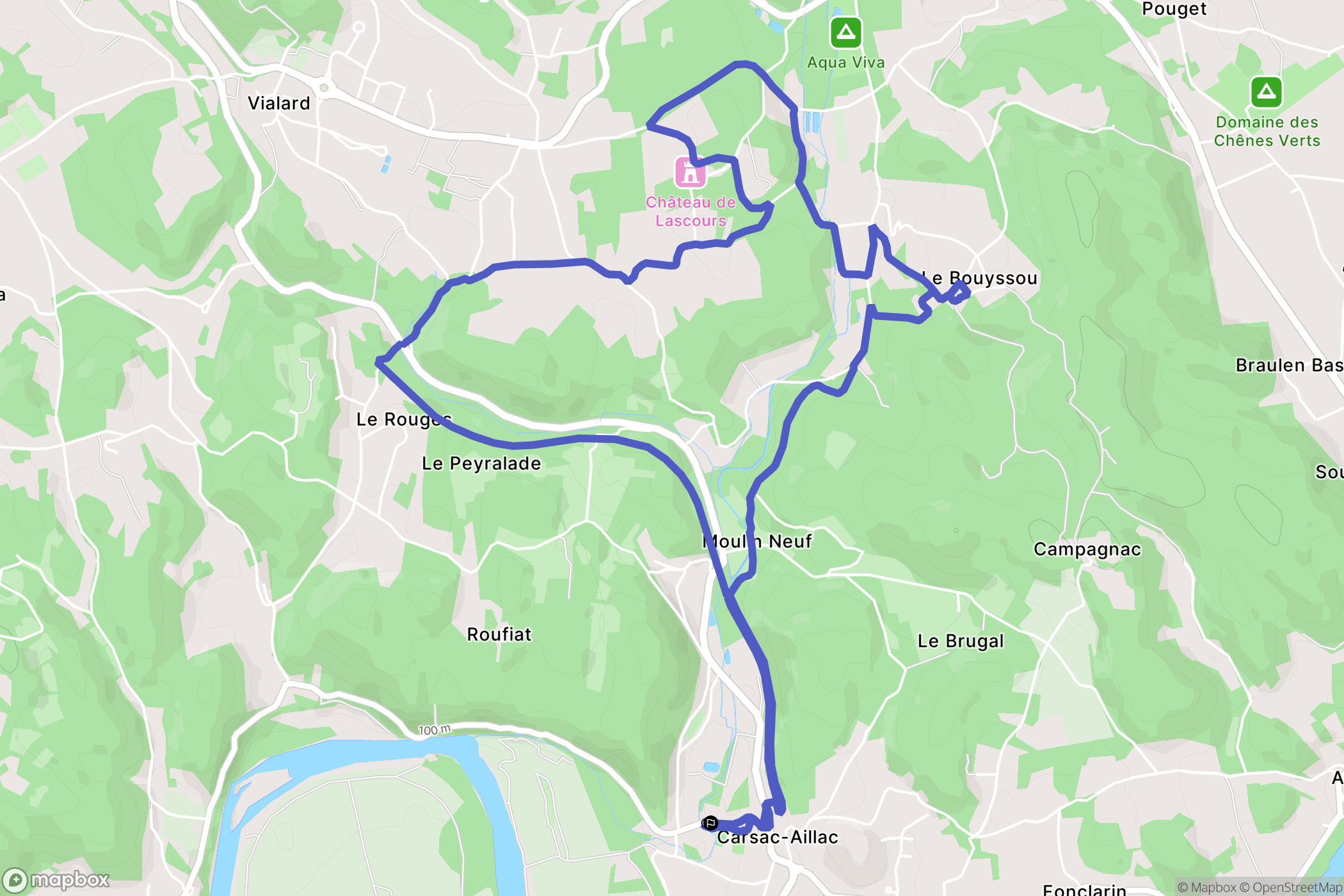 Carsac-Aillac : carte du parcours de randonnée - France
