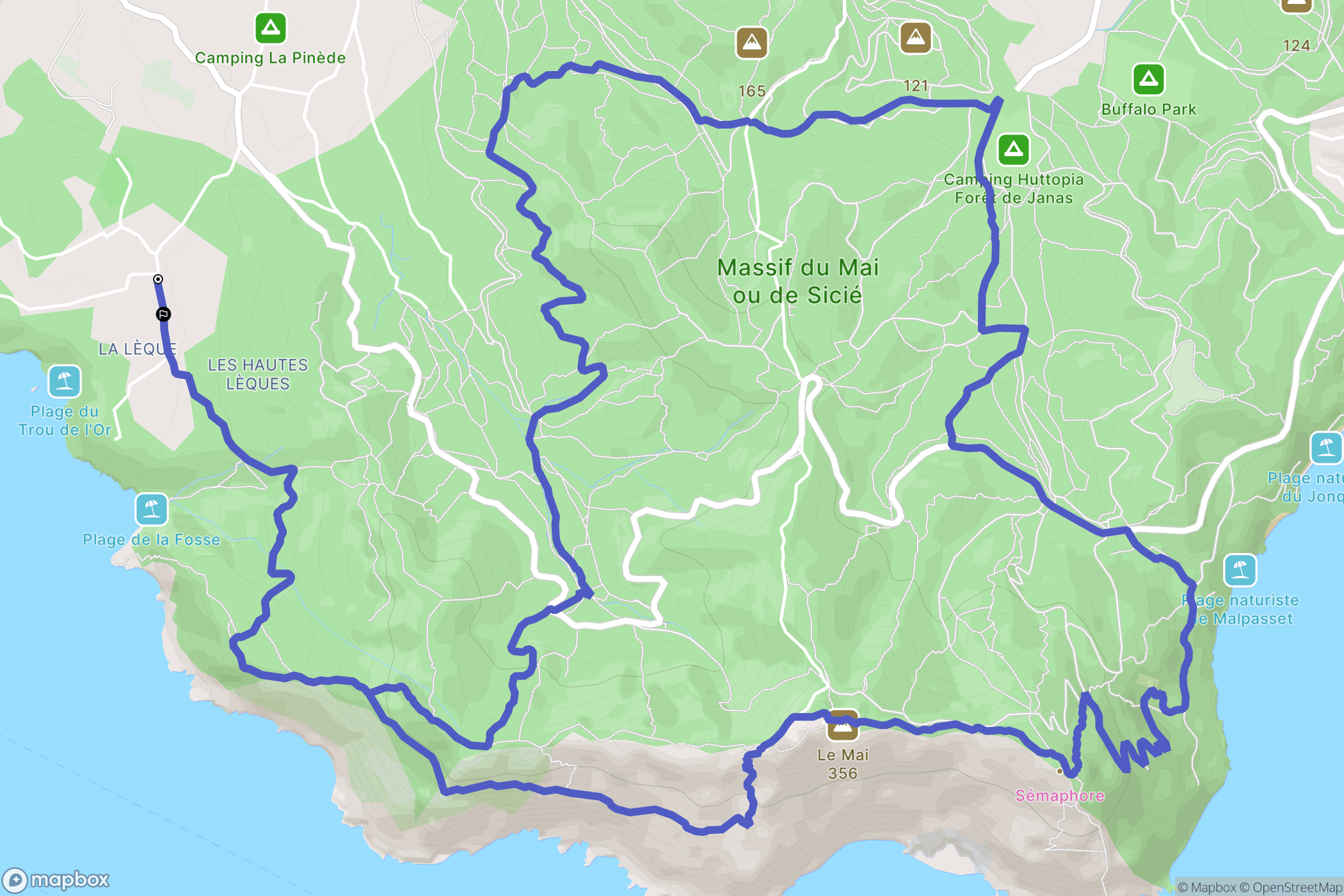 Six-Fours-les-Plages : carte du parcours de randonnée - France