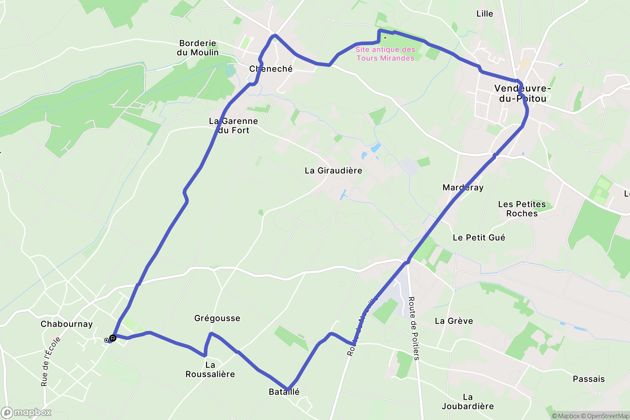 Chabournay : carte du parcours de randonnée - France