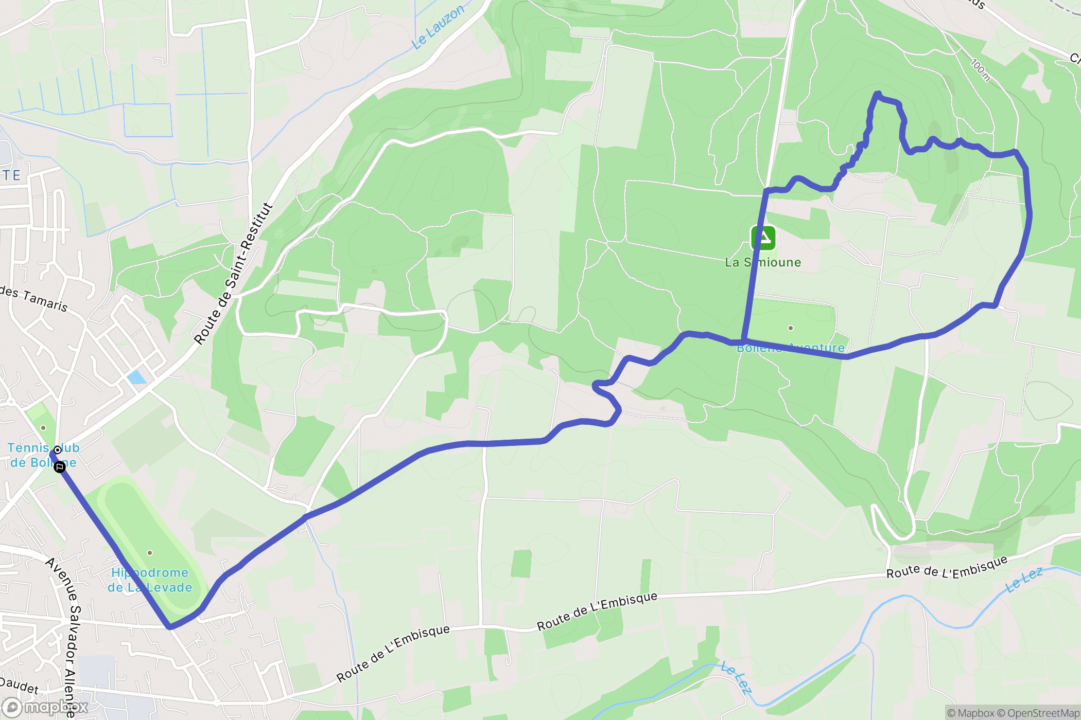 Bollène : carte du parcours de randonnée - France