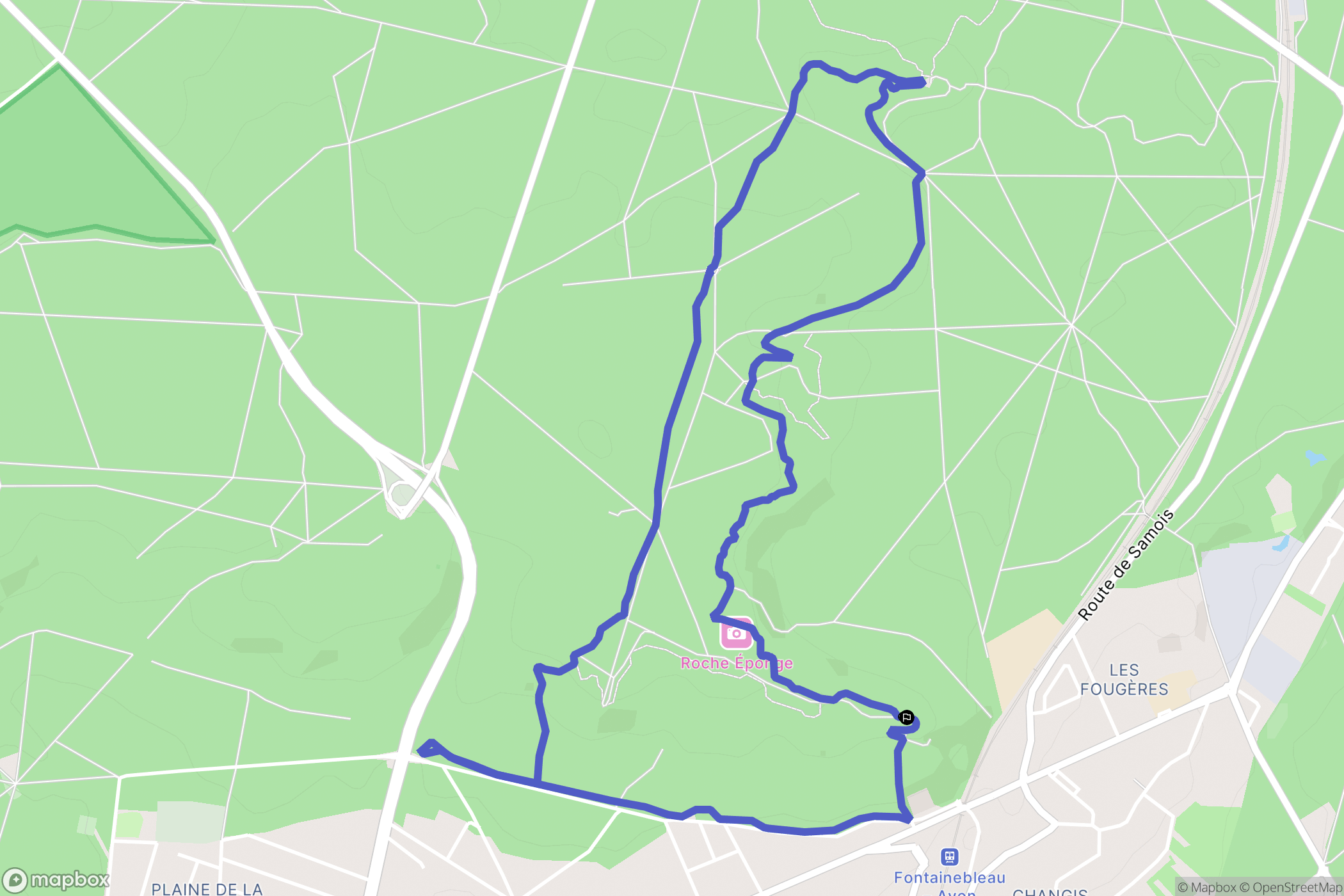 Fontainebleau : carte du parcours de randonnée - France
