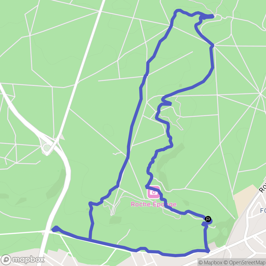 Fontainebleau : carte du parcours de randonnée - France